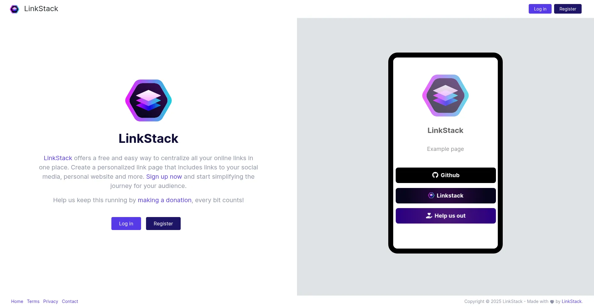 Website screenshot of Linksta.cc
