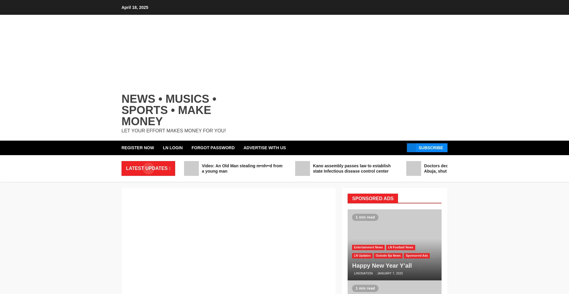 Website screenshot of Linonation.com.ng