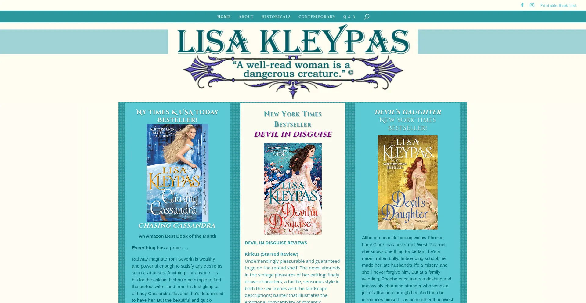 Lisakleypas.com Screenshot