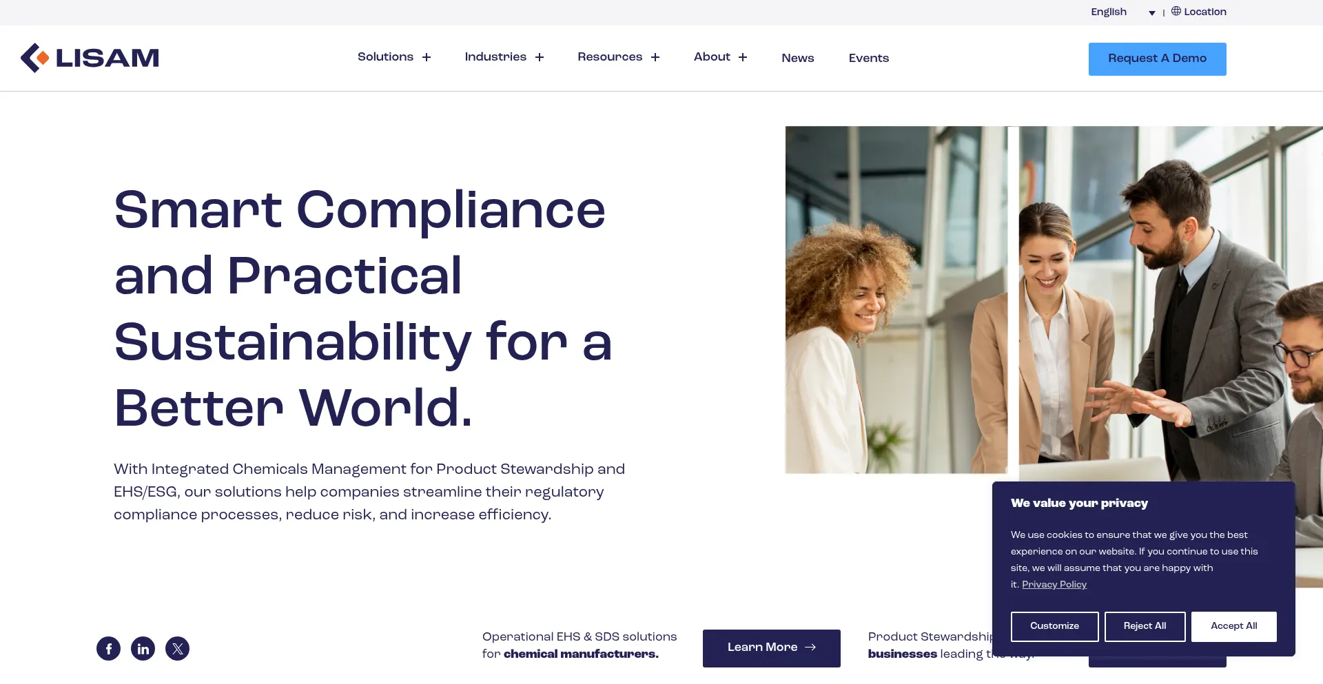 Website screenshot of Lisam.com