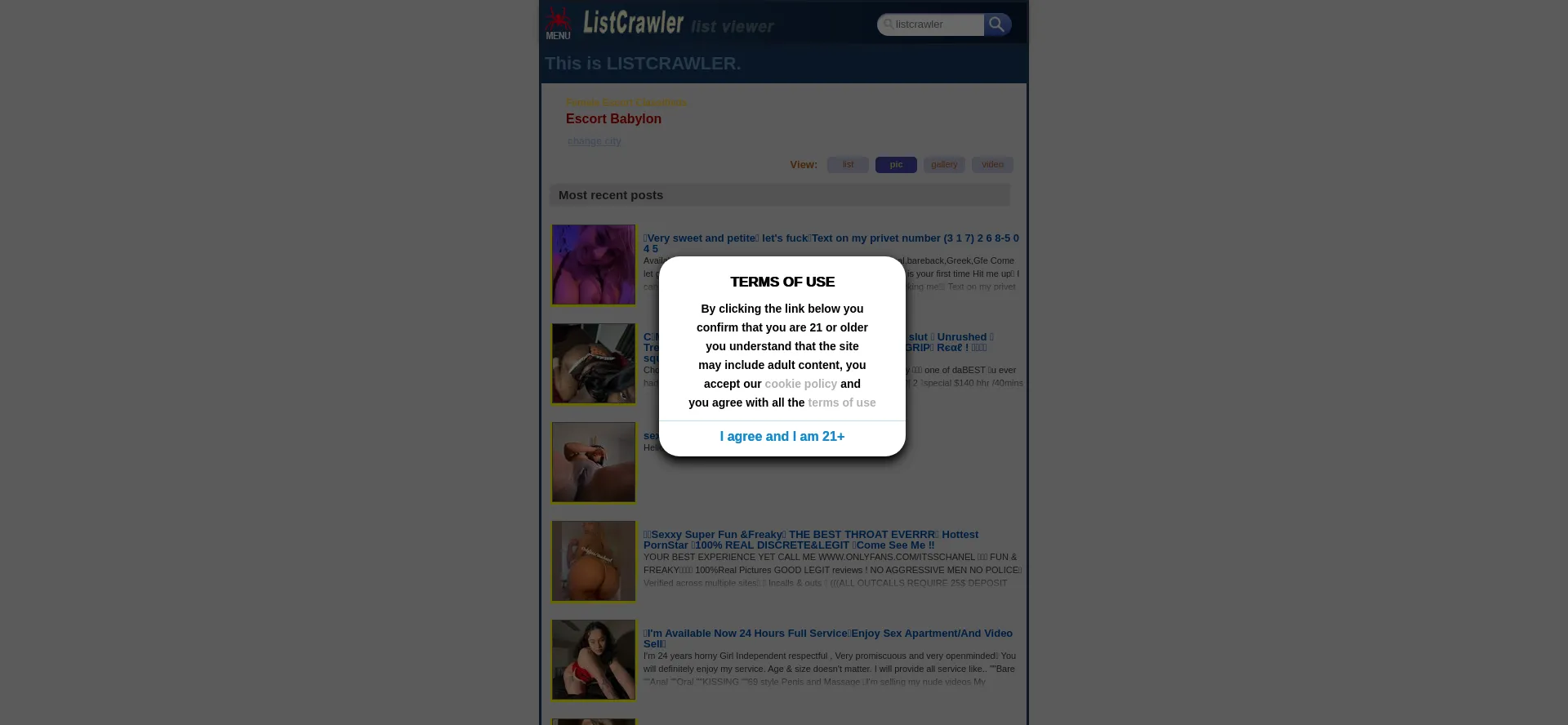 Website screenshot of Listcrawler.eu