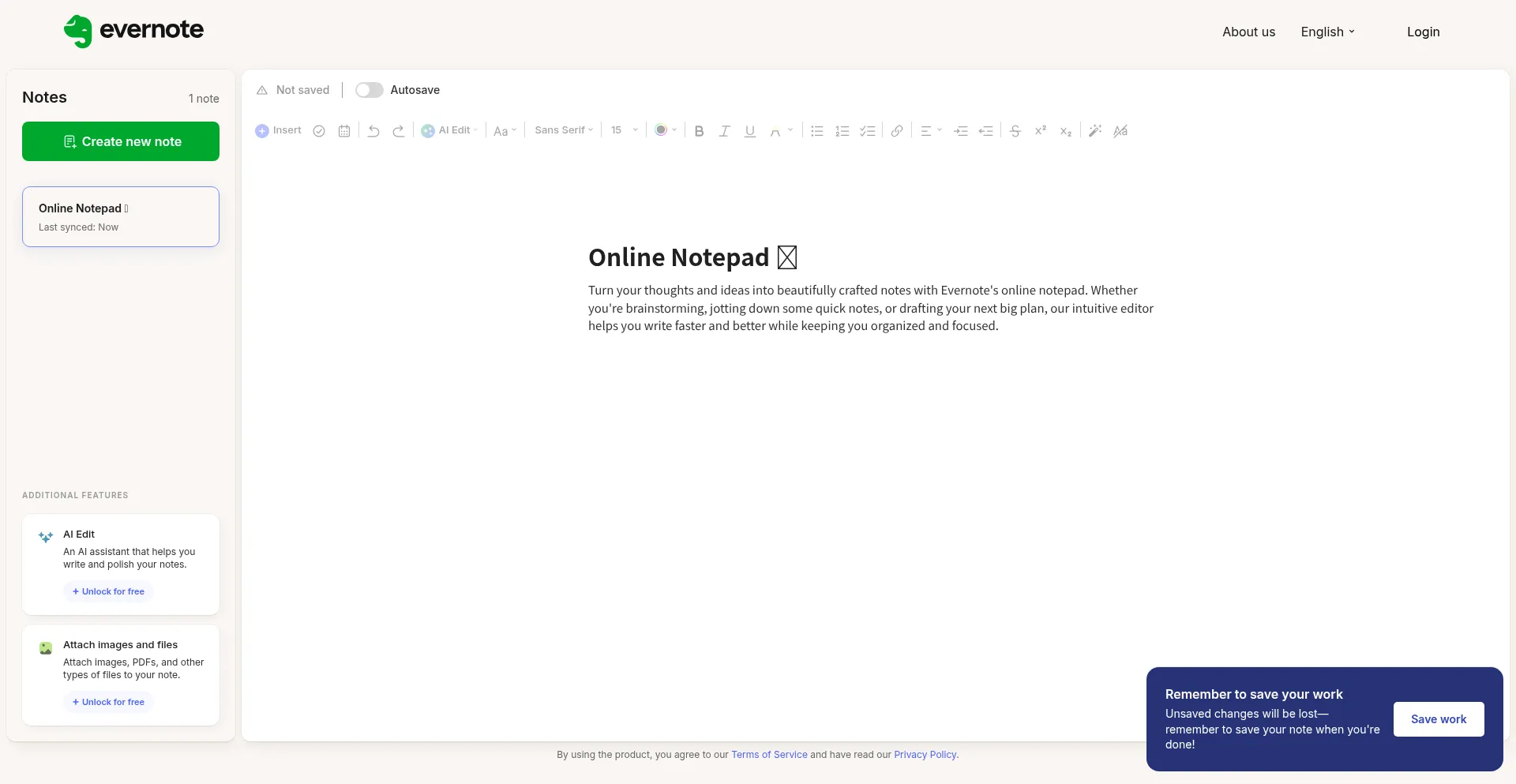 Lite.evernote.com