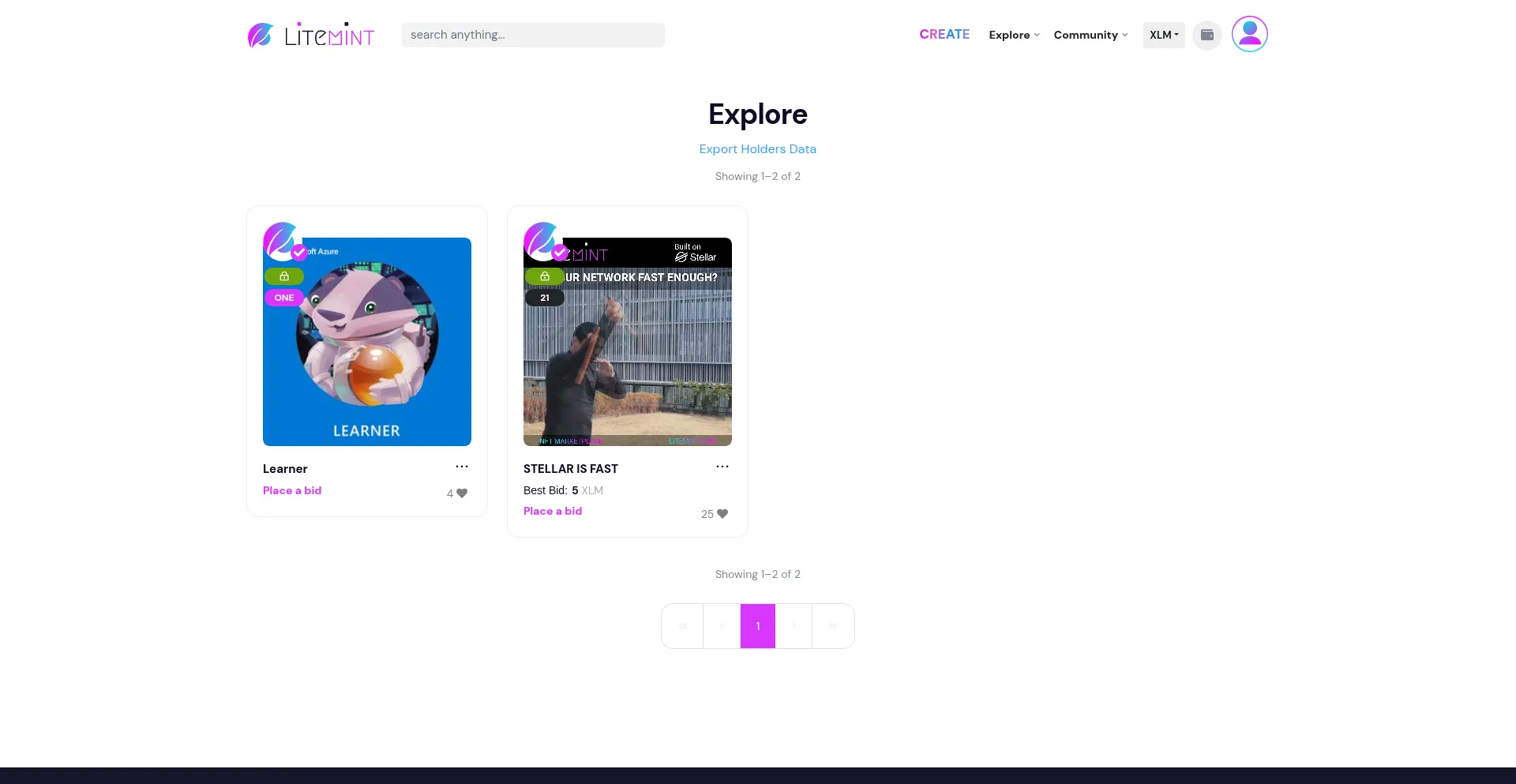 Website screenshot of Litemint.store
