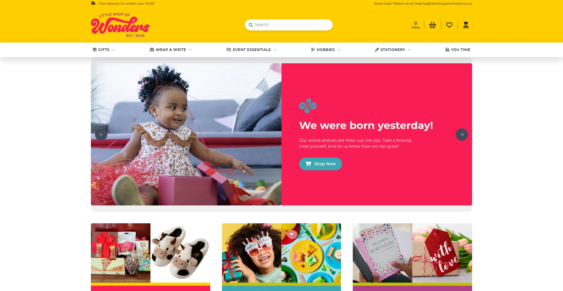 Website screenshot of Littleshopofwonders.co.za