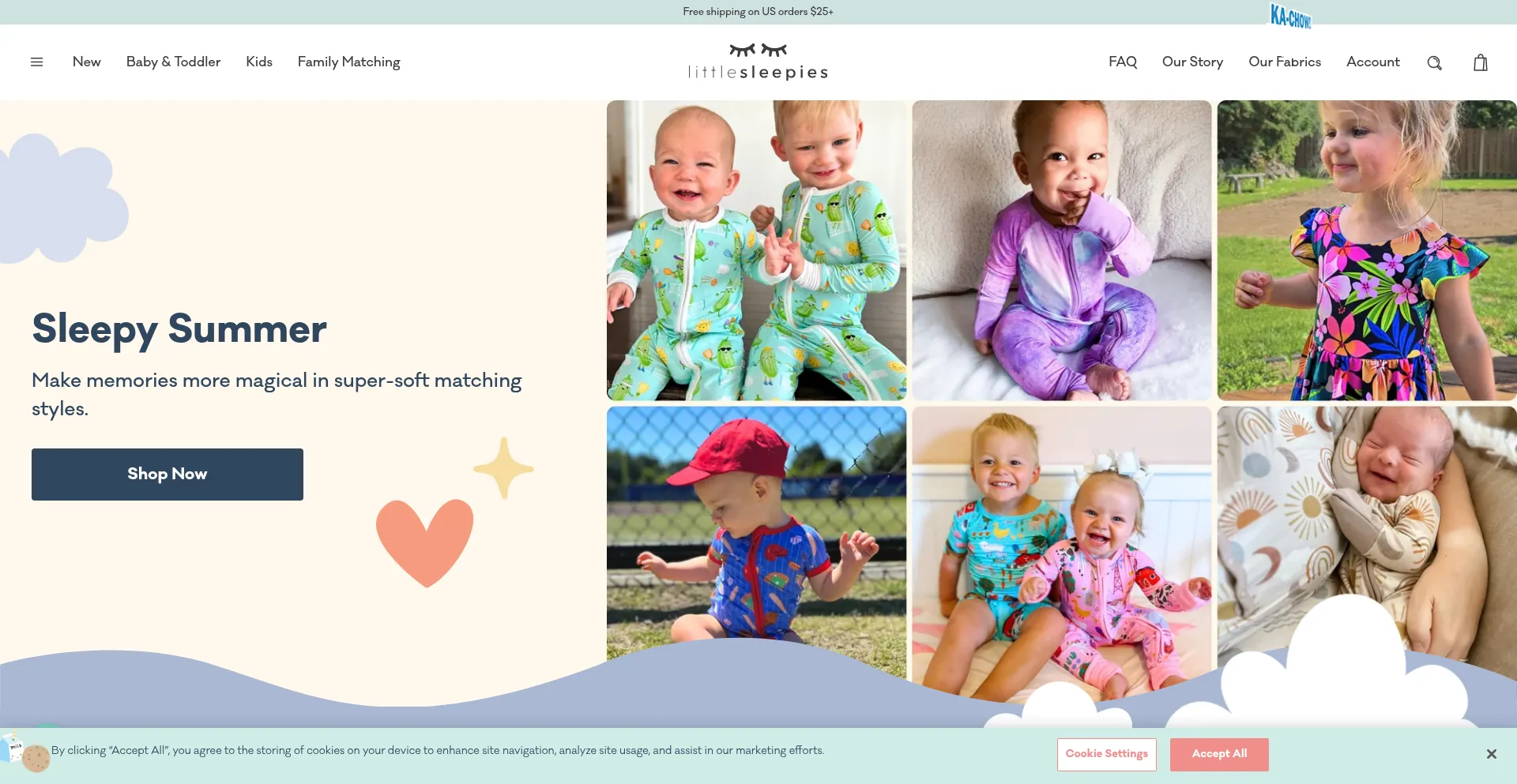 Website screenshot of Littlesleepies.com