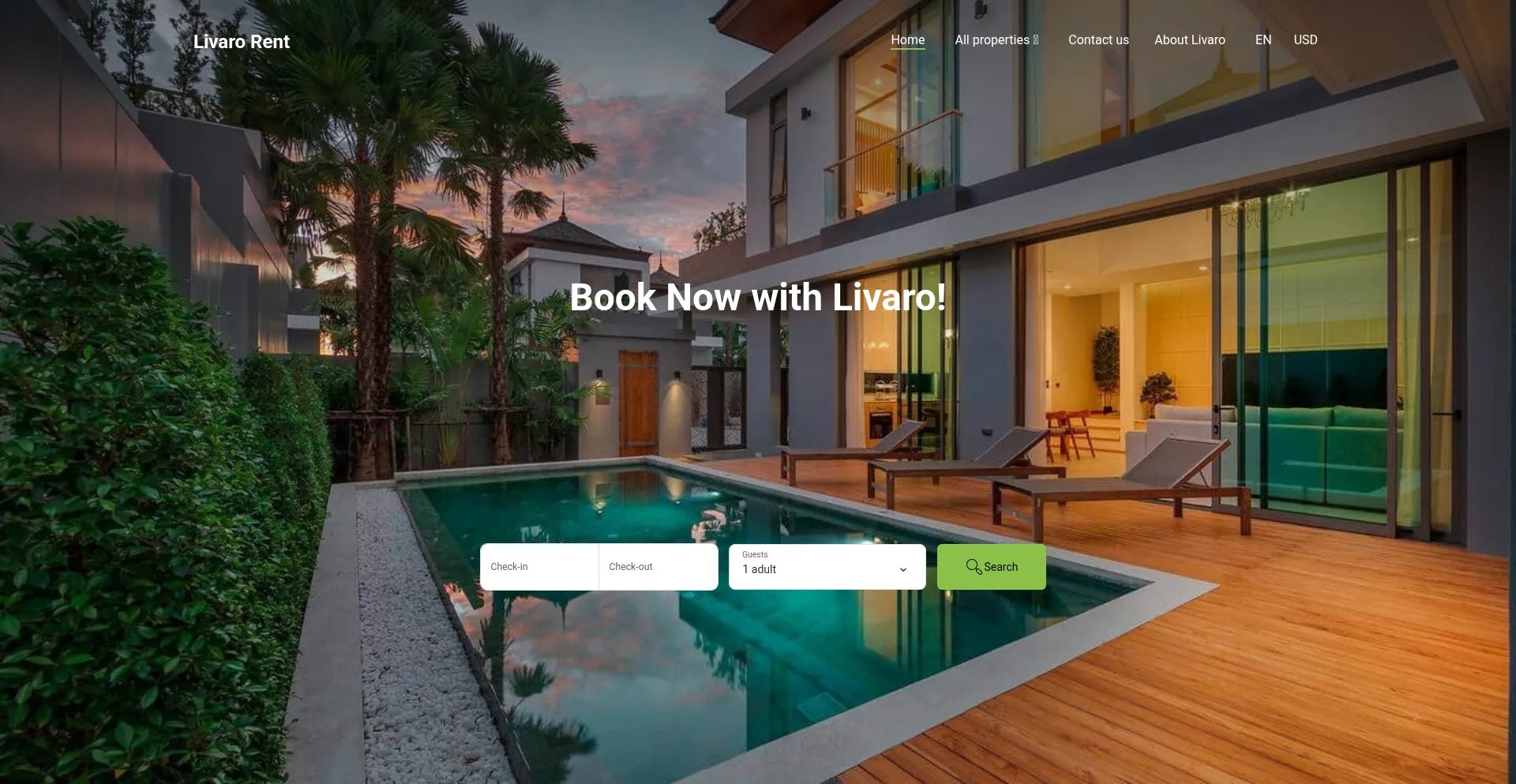 Website screenshot of Livaro.rent