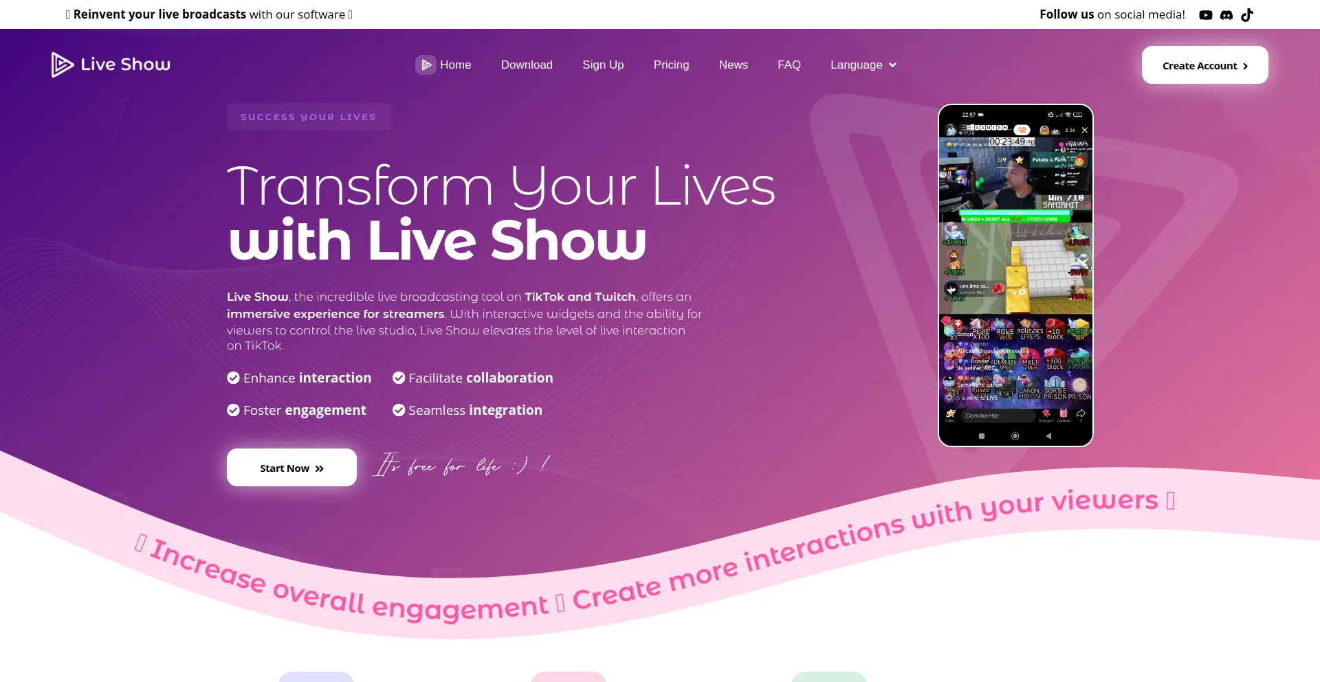 Website screenshot of Live-show.app