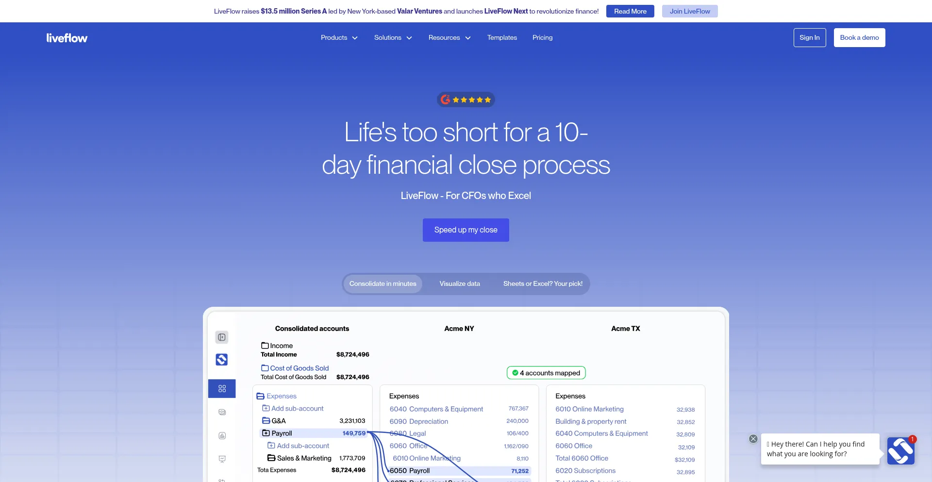 Website screenshot of Liveflow.com