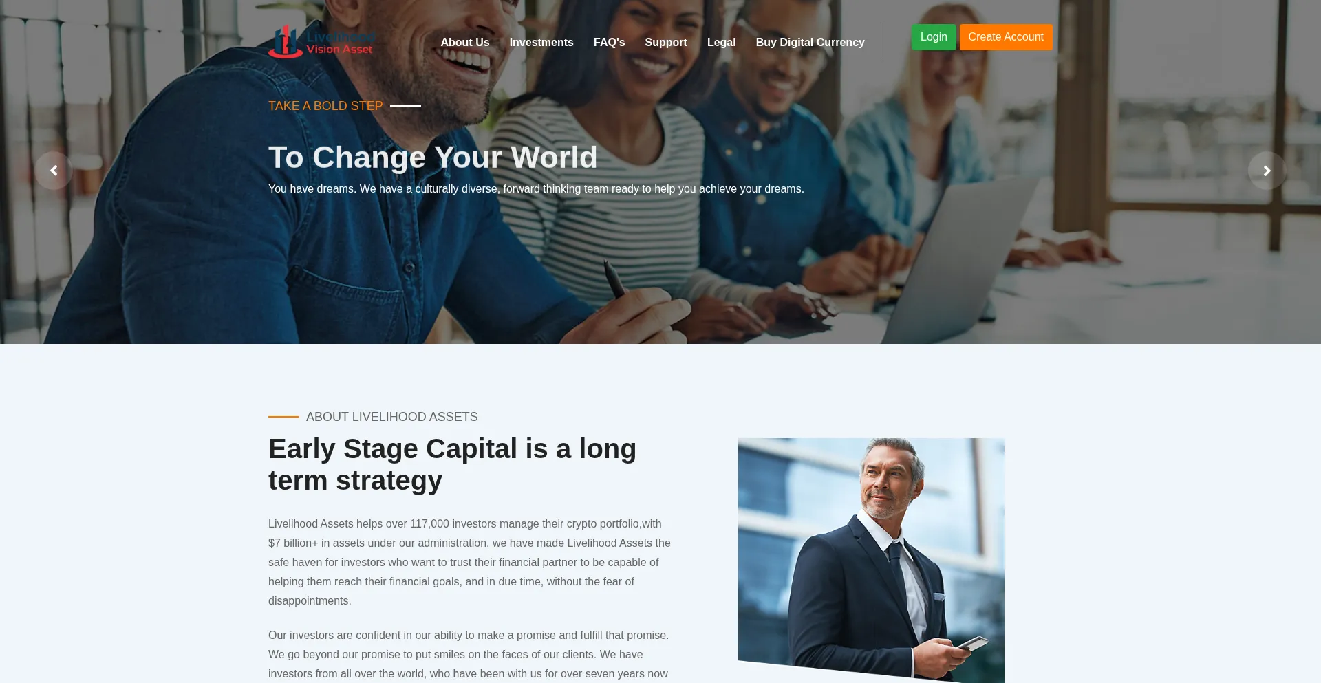Website screenshot of Livelihoodvisionasset.com