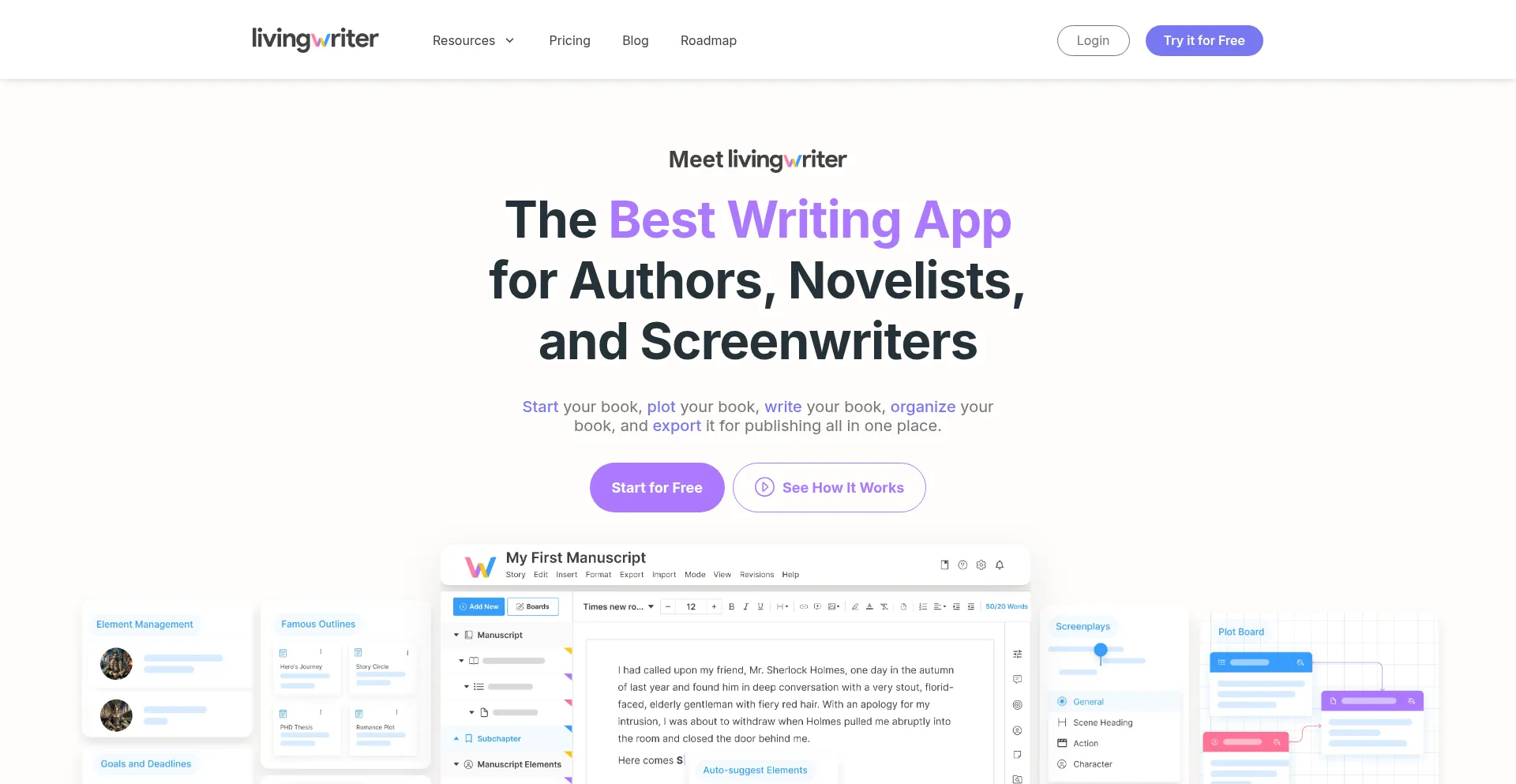 Website screenshot of Livingwriter.com
