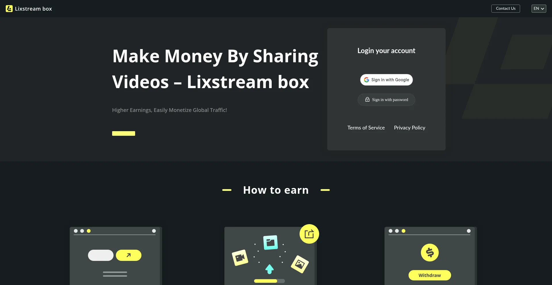 Website screenshot of Lixstream.com