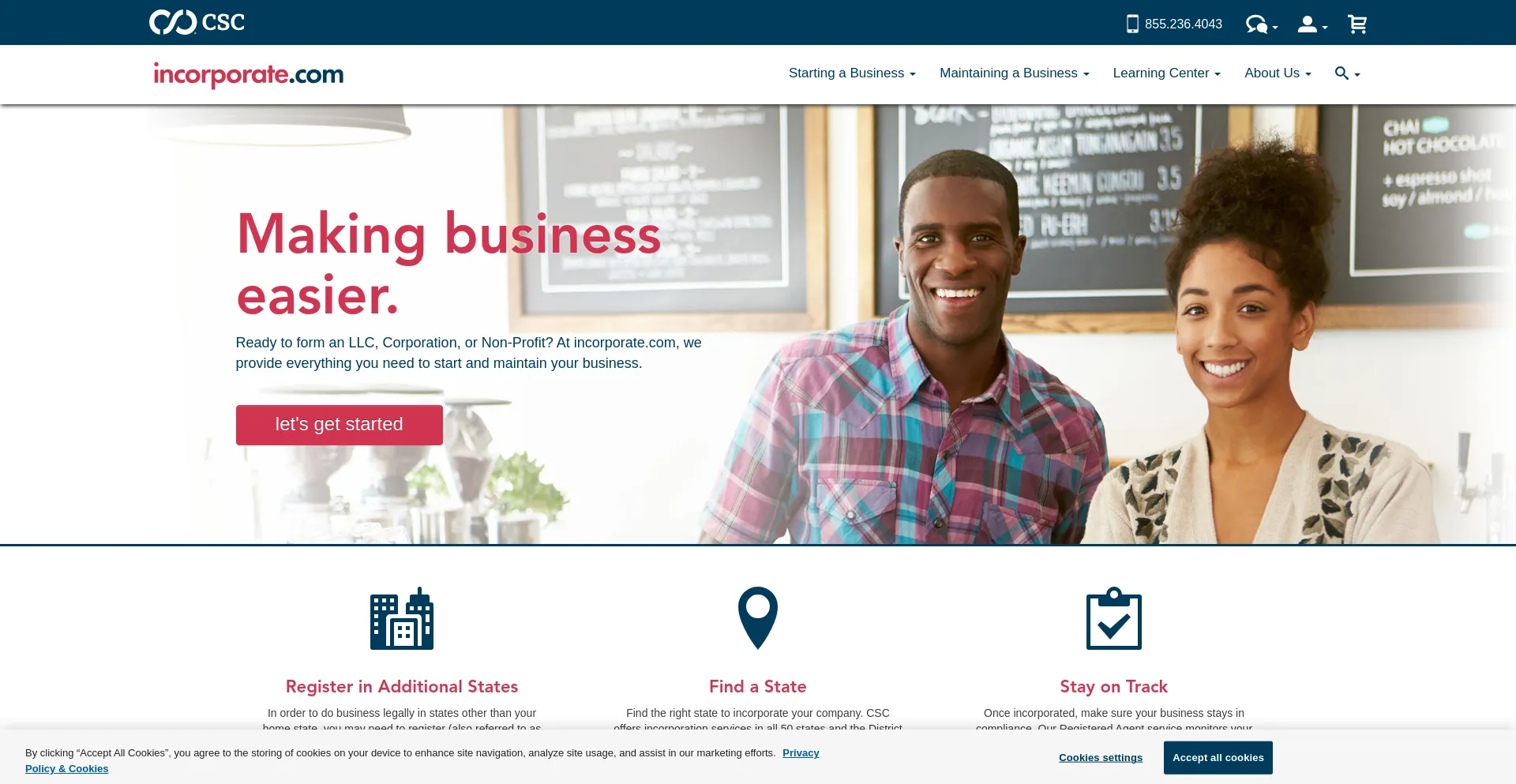 Website screenshot of Llc.com