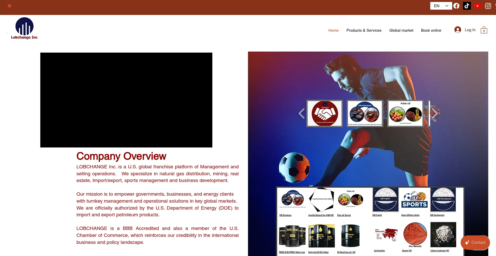Website screenshot of Lobchange.com