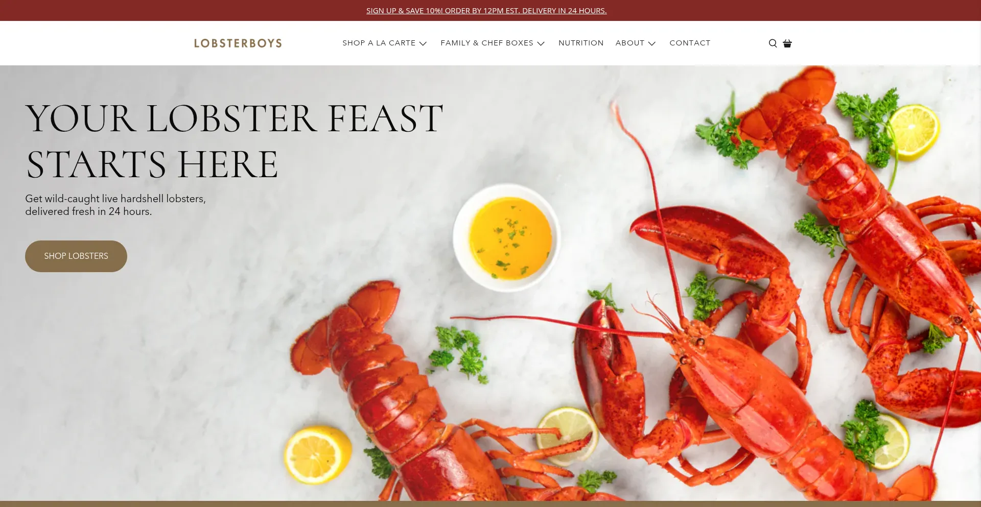 Website screenshot of Lobsterboys.com
