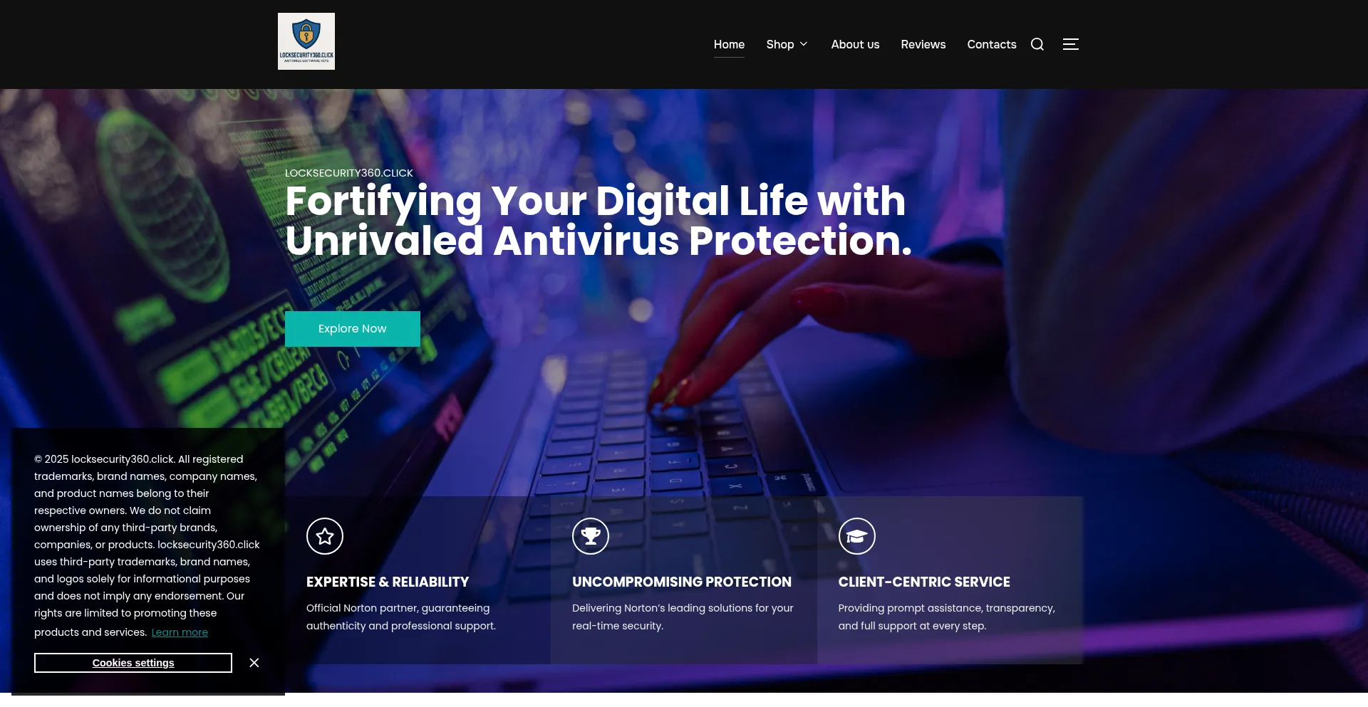 Website screenshot of Locksecurity360.click