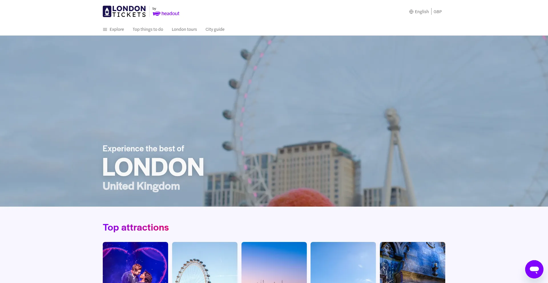 Website screenshot of London-tickets.co.uk