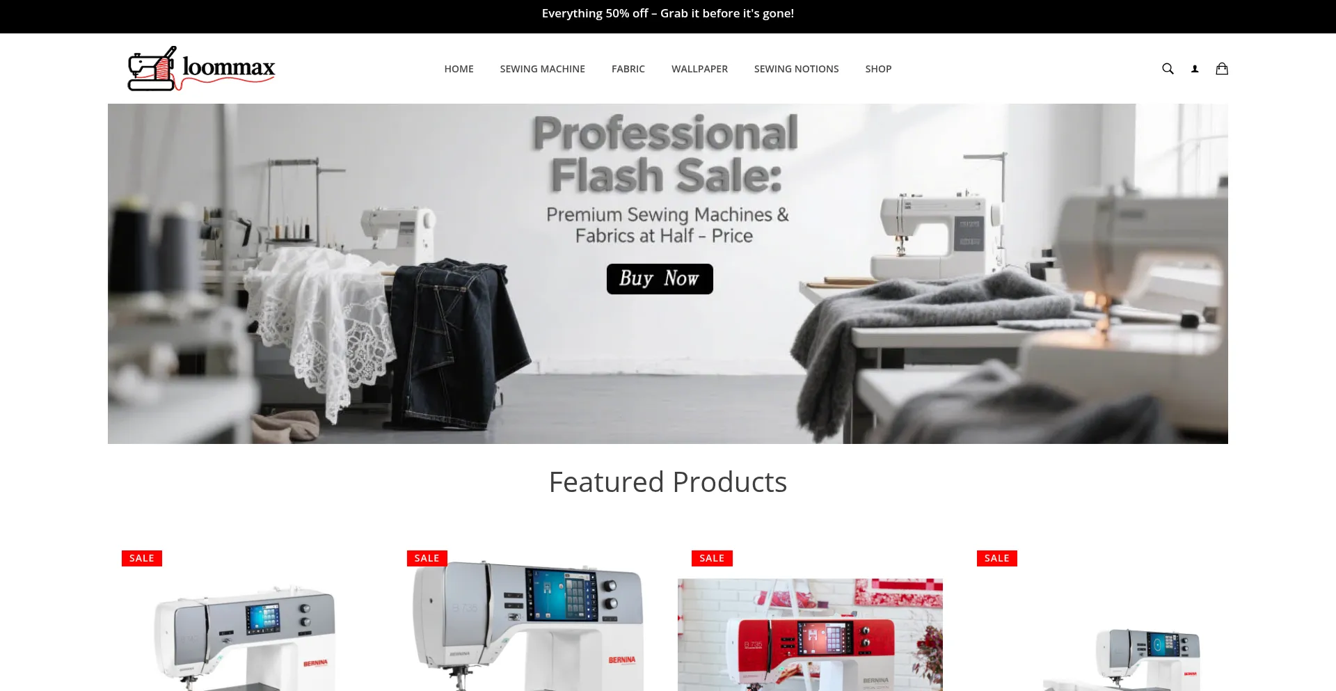Website screenshot of Loommax.com