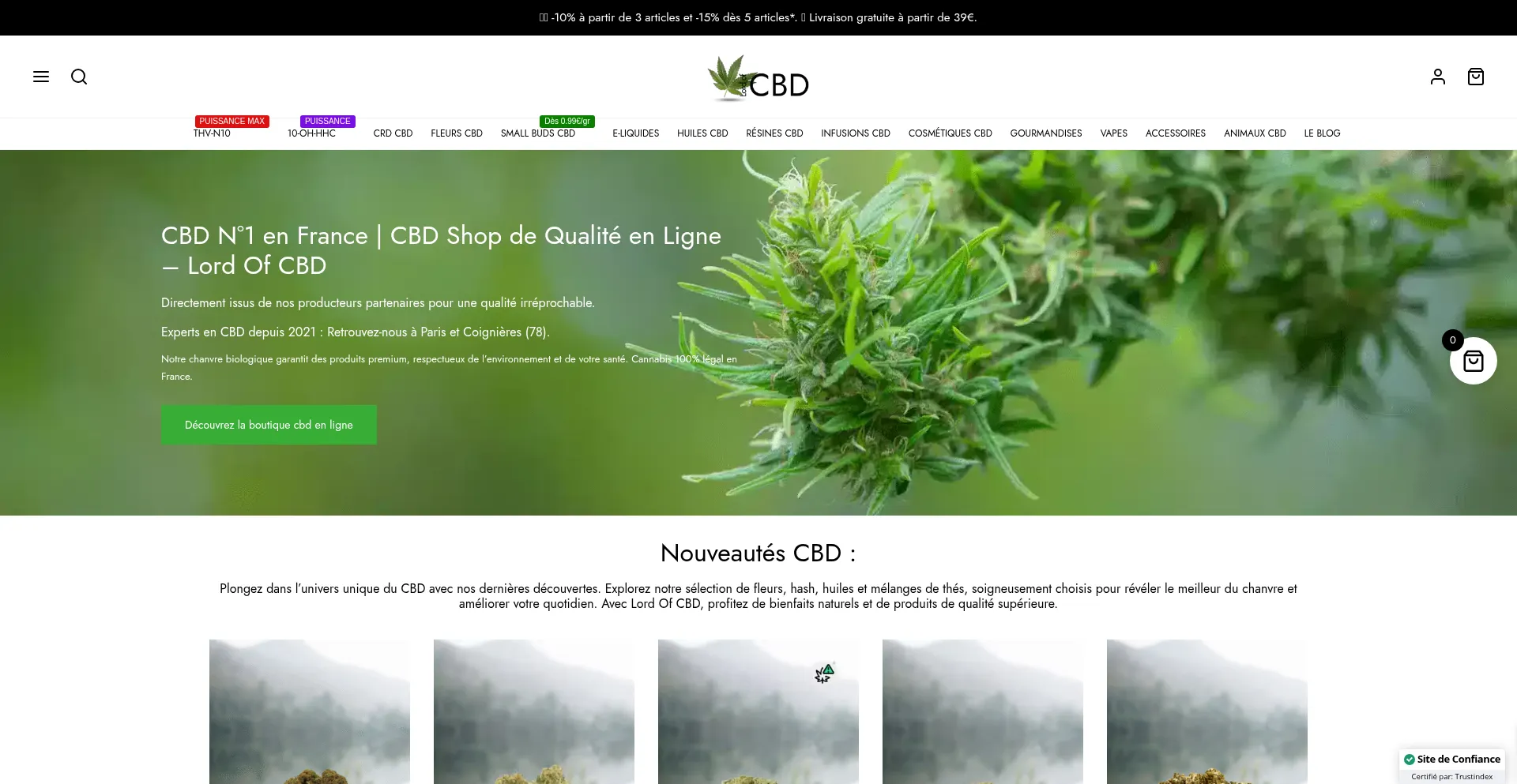 Website screenshot of Lordofcbd.fr