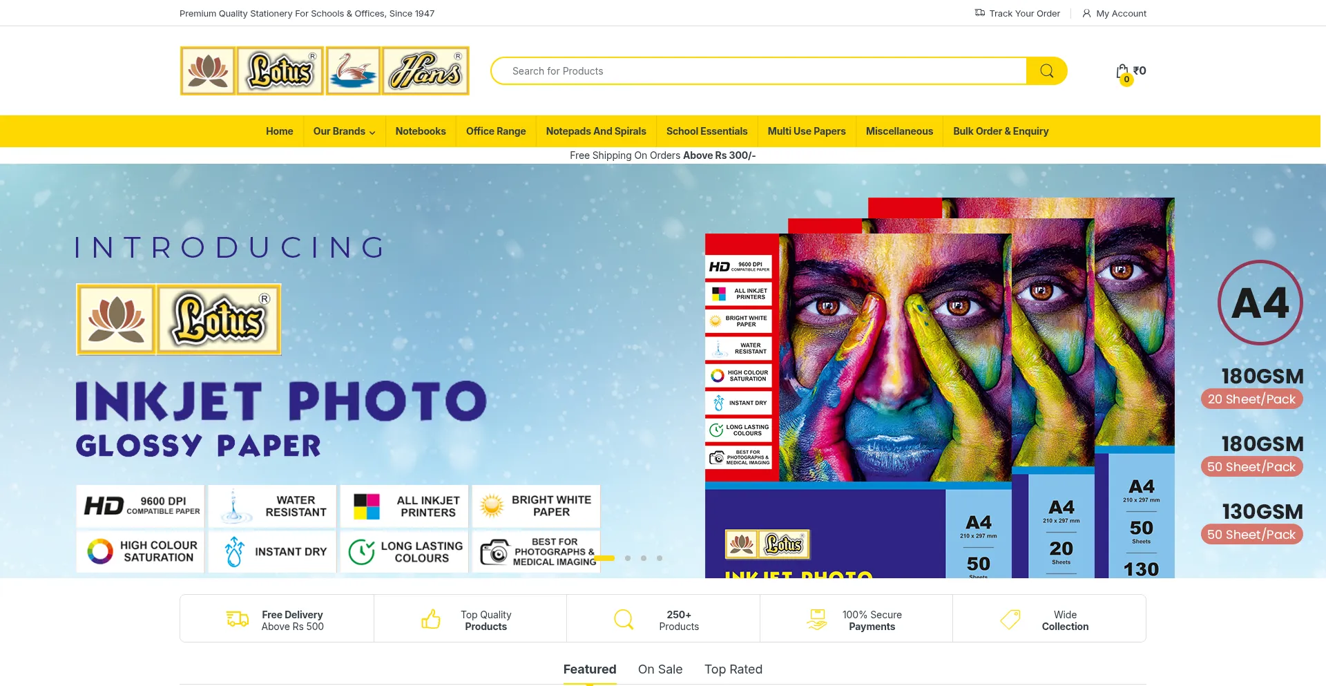 Website screenshot of Lotusstationery.in