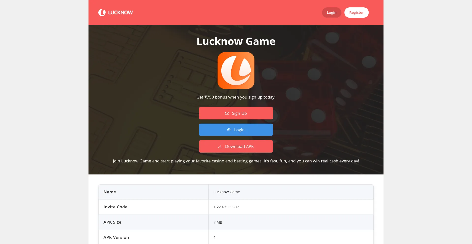 Website screenshot of Lucknowgame.com.co