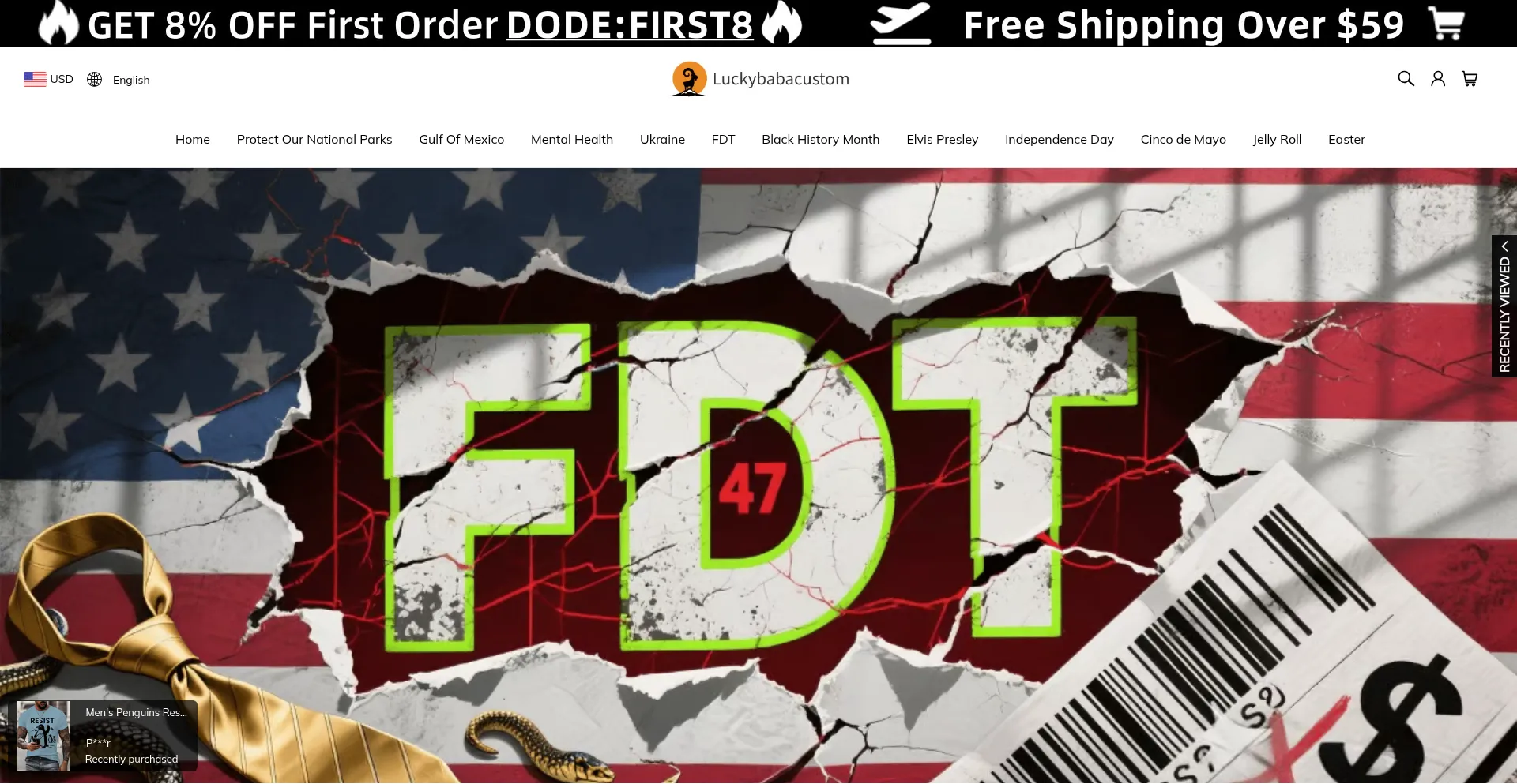 Website screenshot of Luckybabacustom.com
