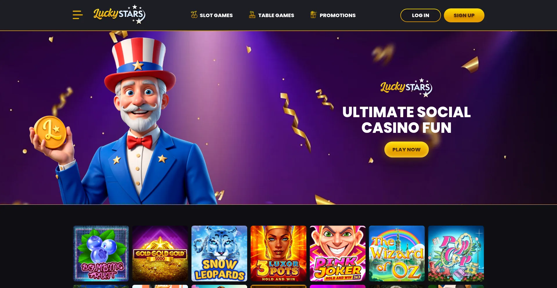 Website screenshot of Luckystars.com