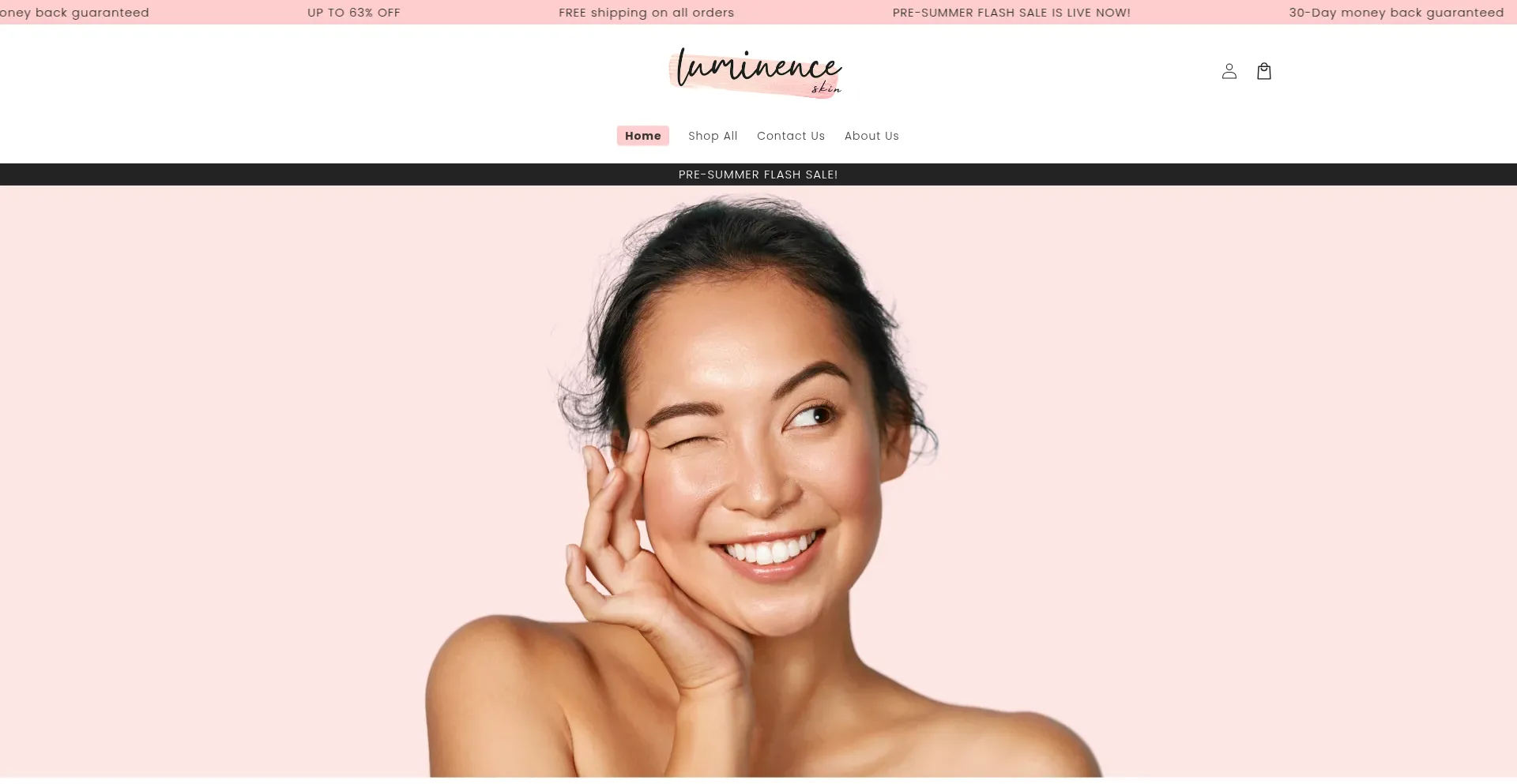 Website screenshot of Luminenceskin.com