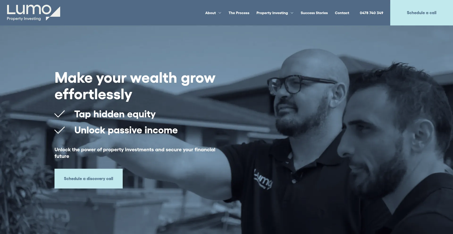 Website screenshot of Lumopropertyinvesting.com.au