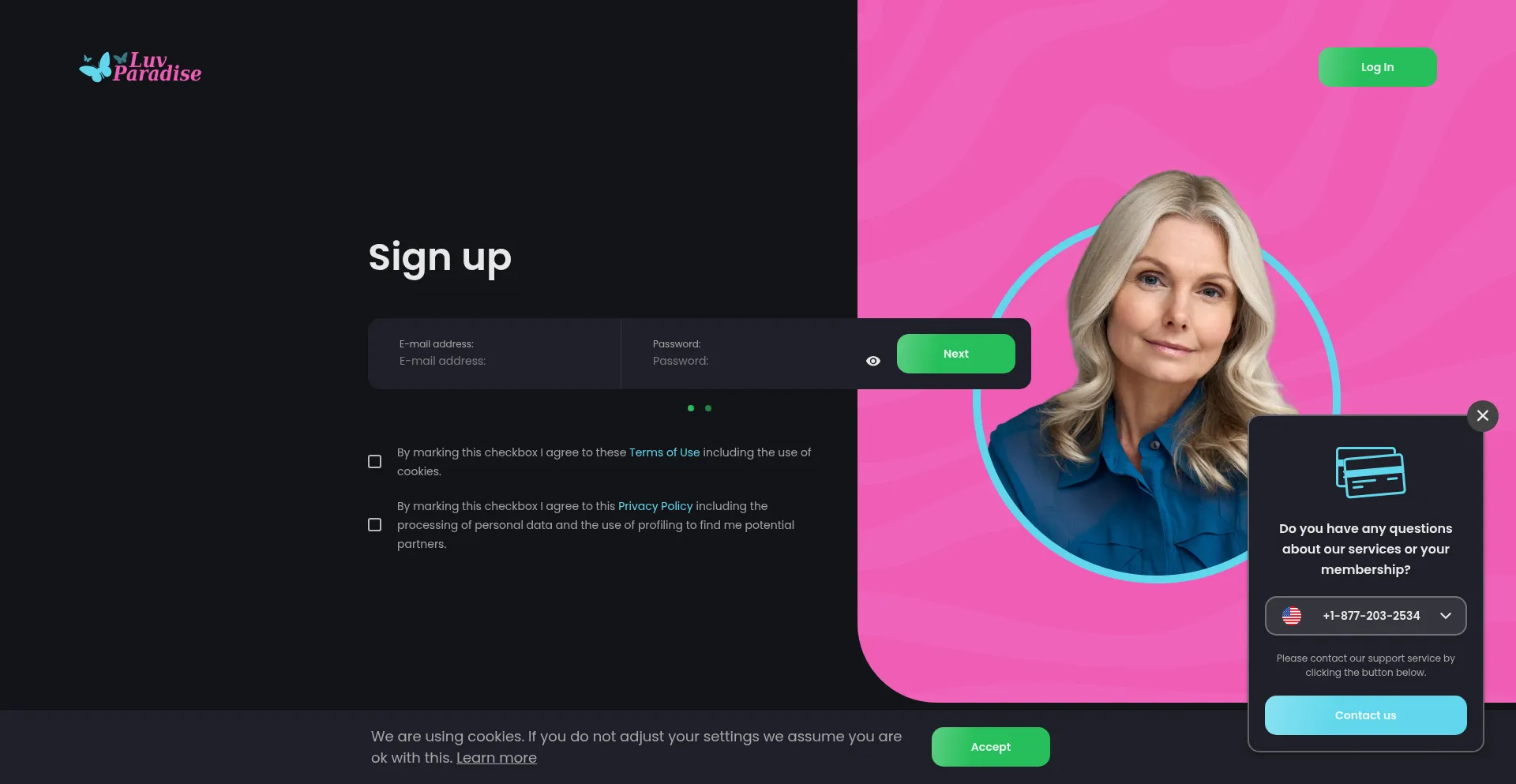 Website screenshot of Luvparadise.com