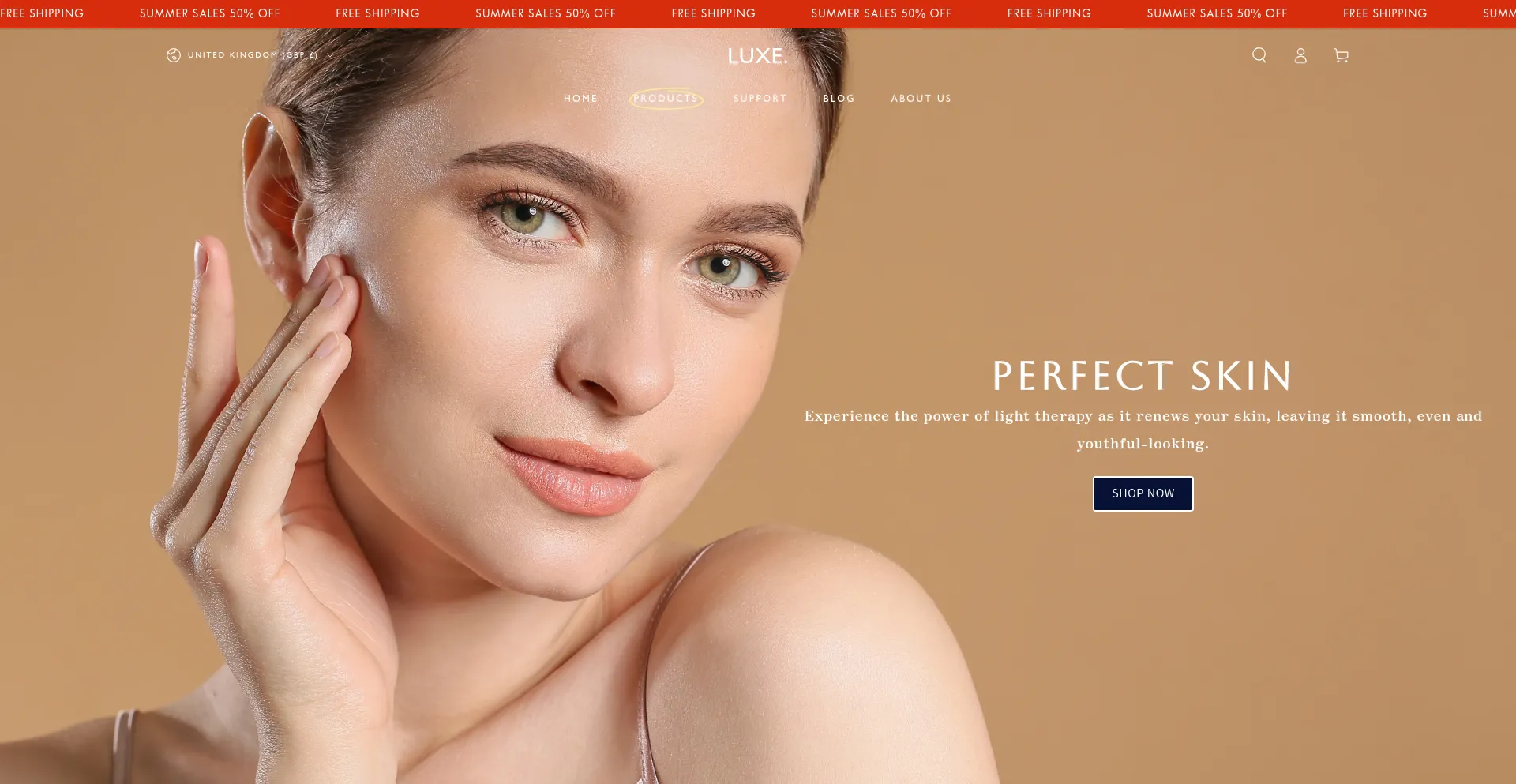Website screenshot of Luxecare.co.uk