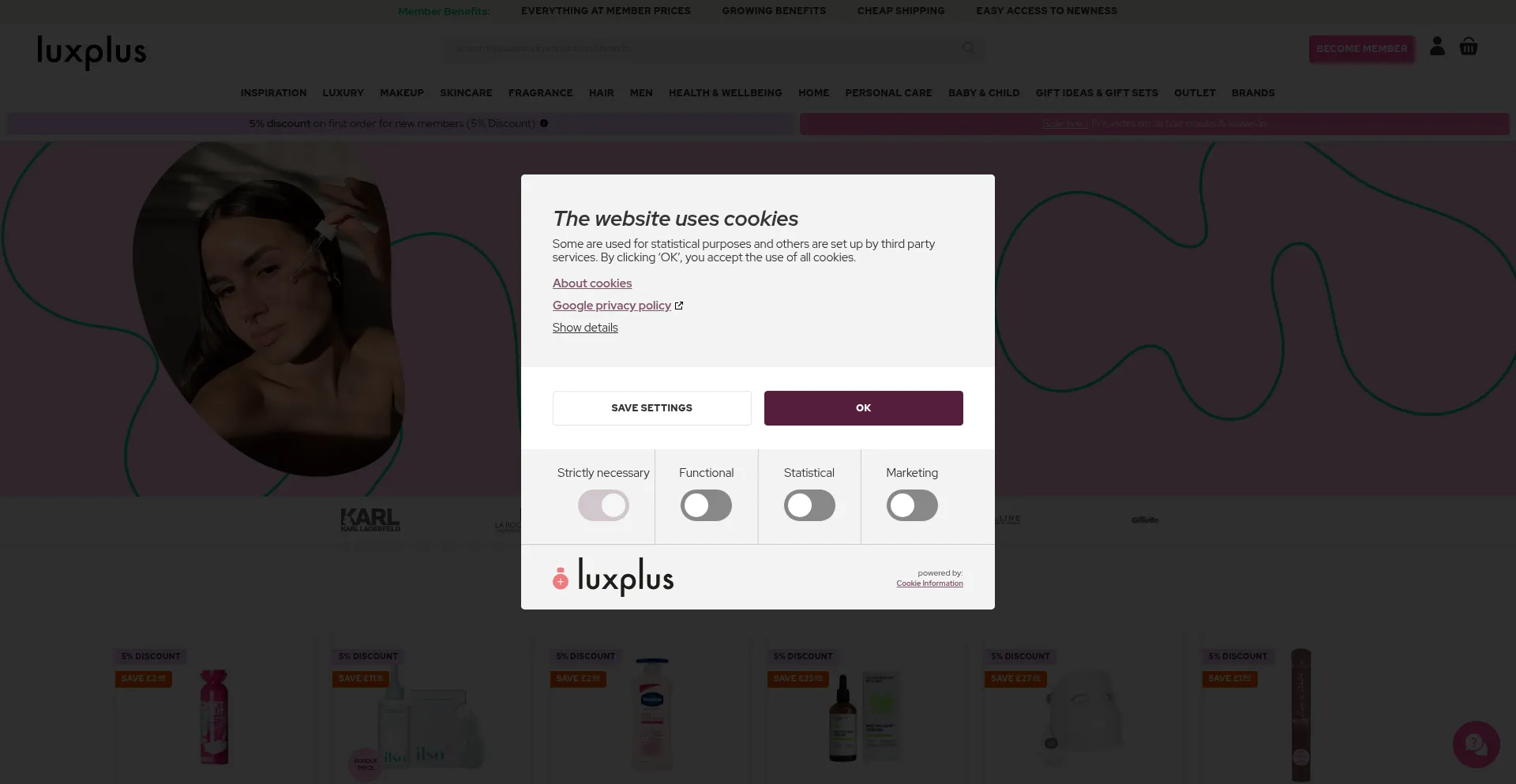 Website screenshot of Luxplus.co.uk