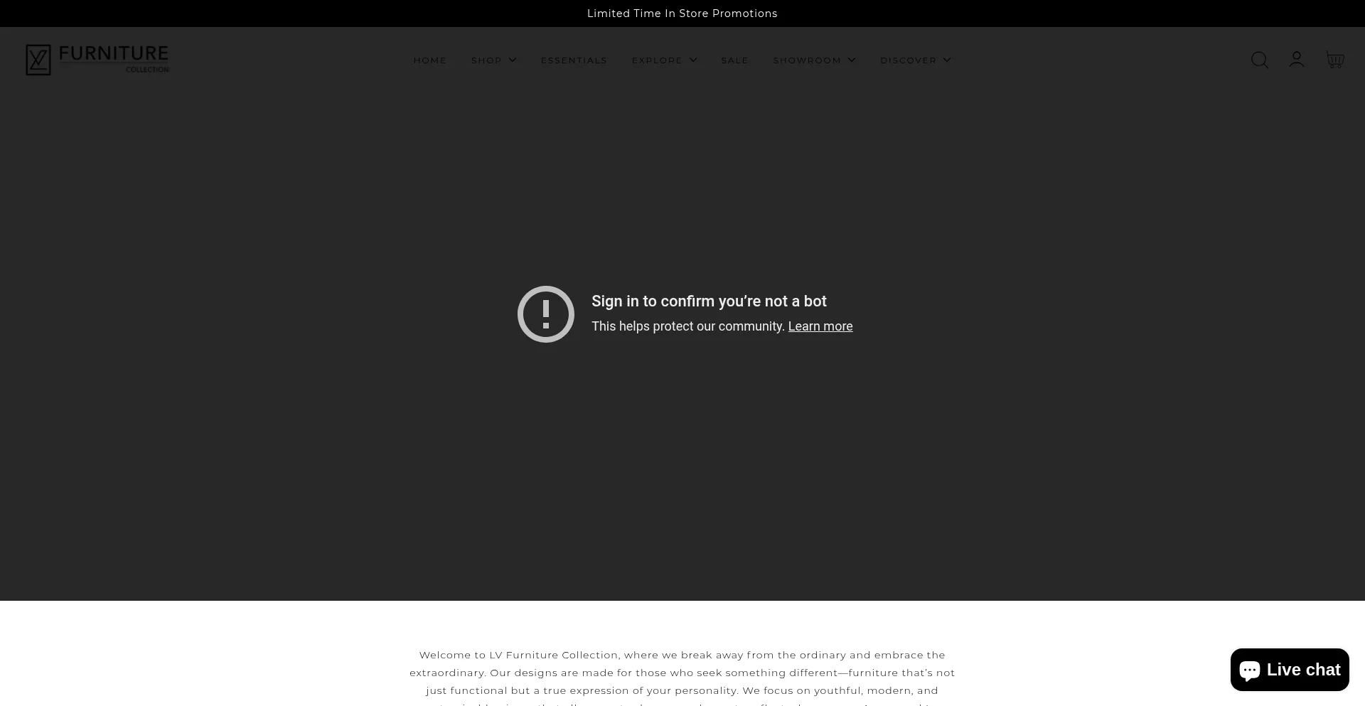 Website screenshot of Lvfurniturecollection.com