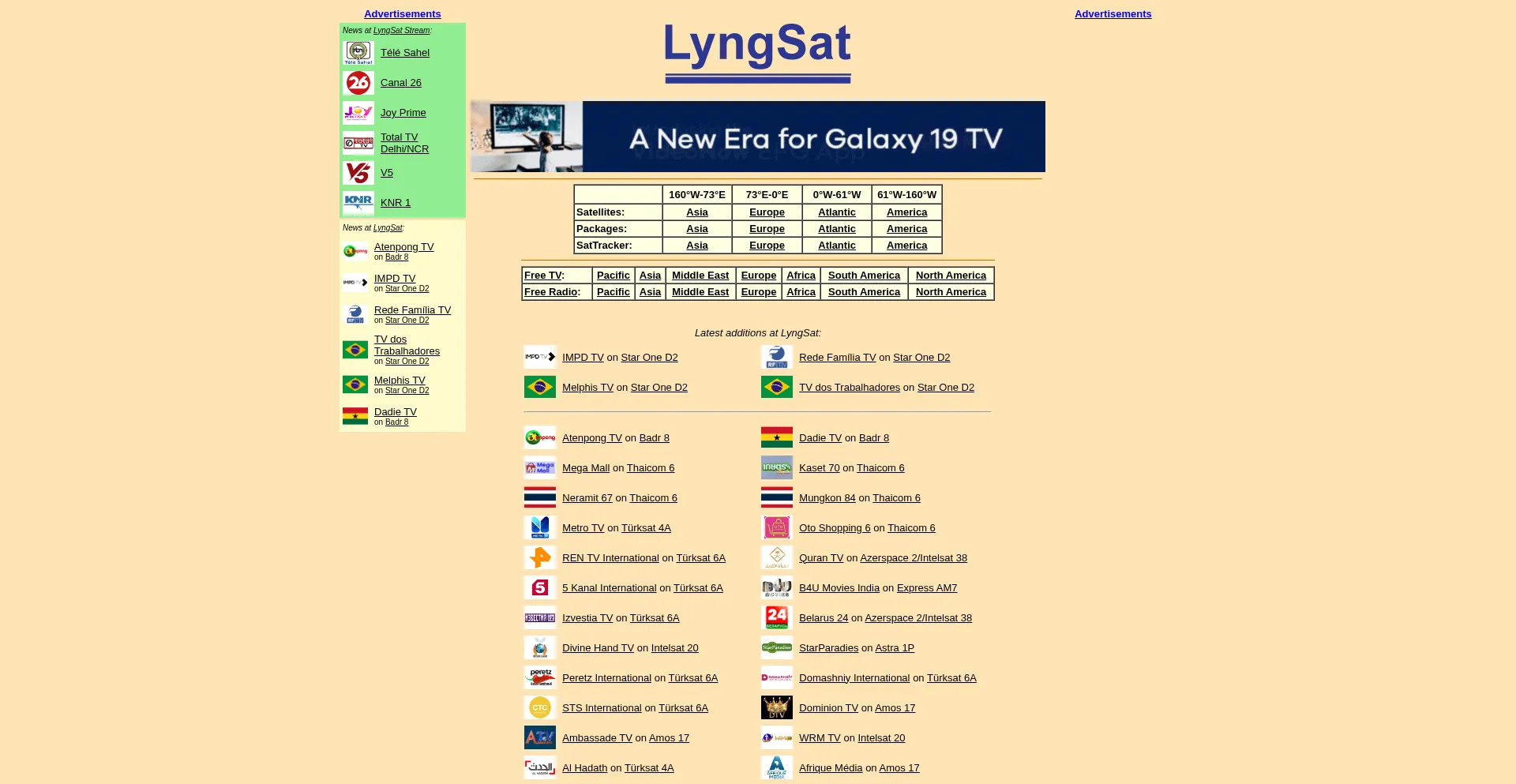 Website screenshot of Lyngsat.com