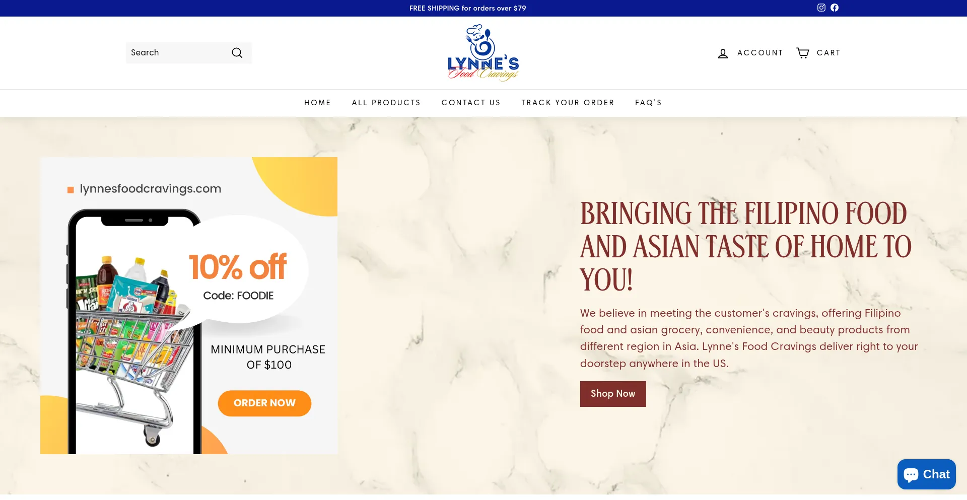 Website screenshot of Lynnesfoodcravings.com