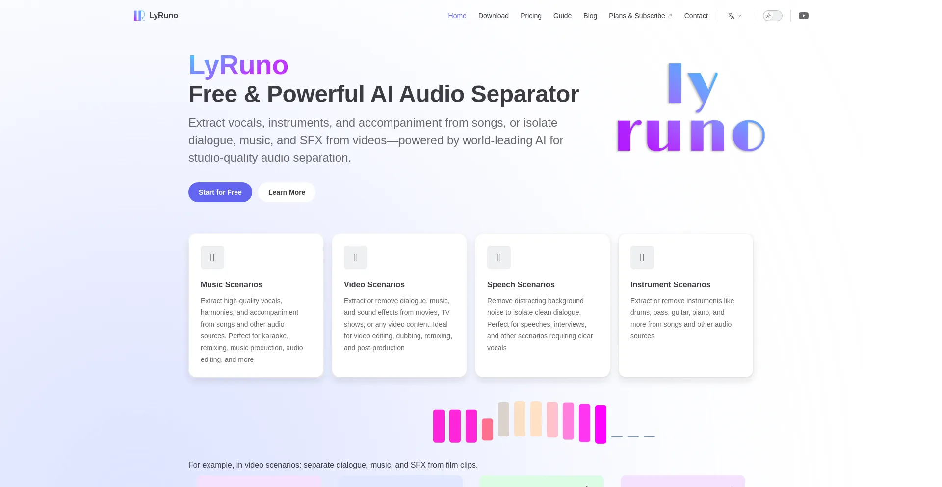 Website screenshot of Lyruno.com