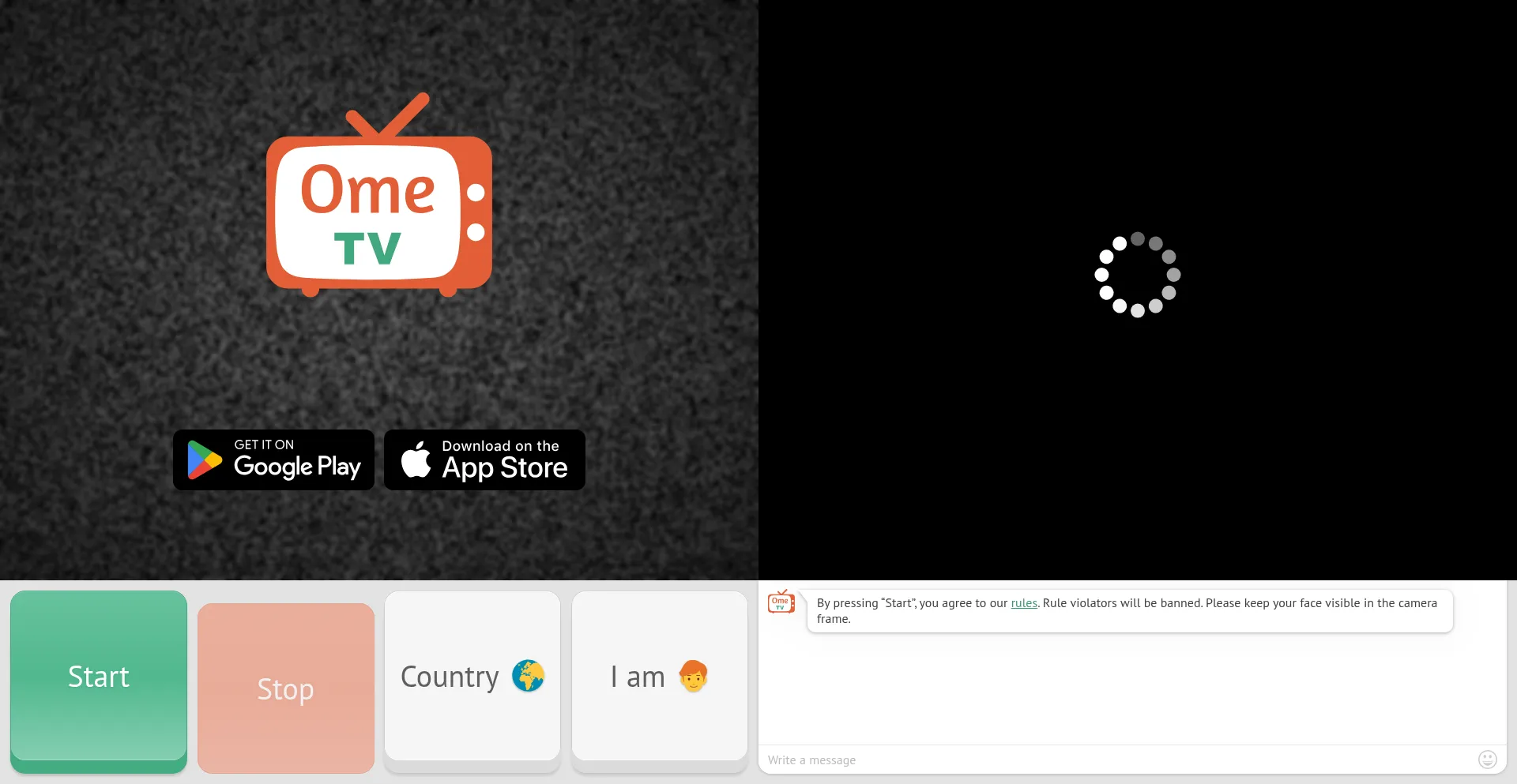 Website screenshot of M.ome.tv