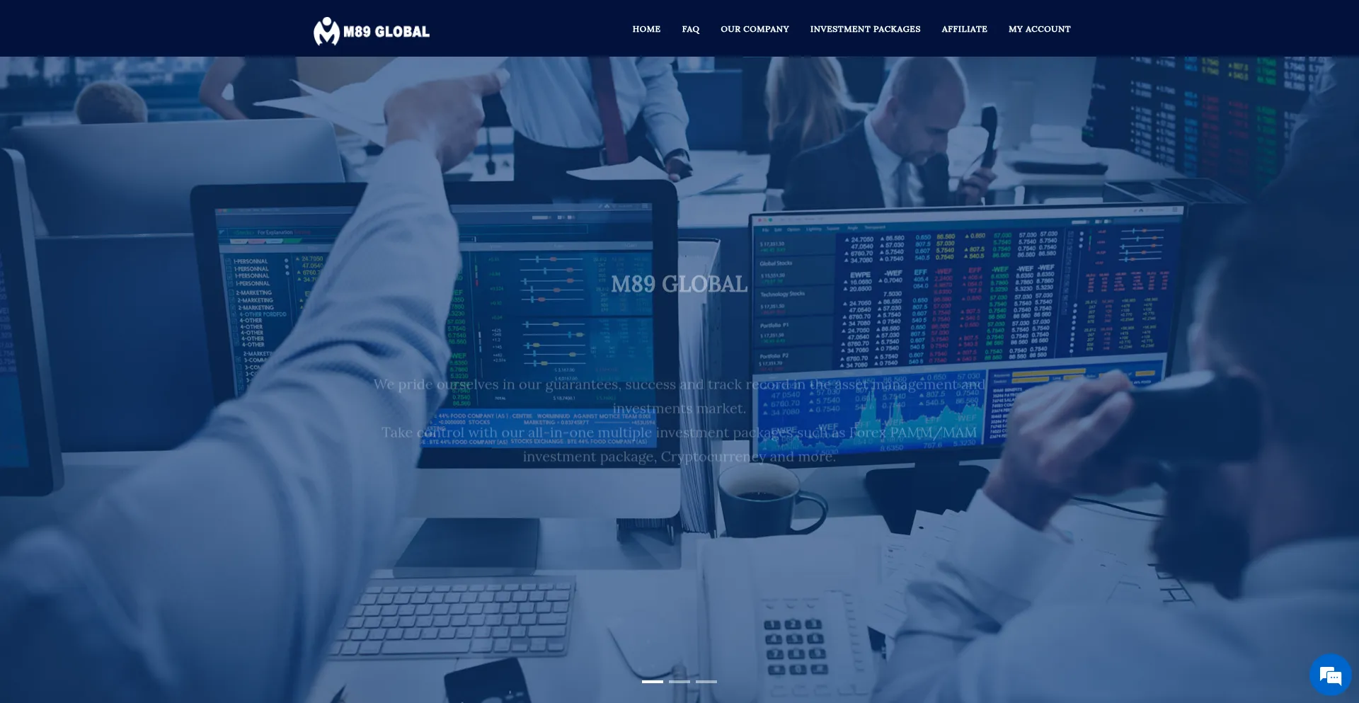 Website screenshot of M89global.net.ci-investment.com