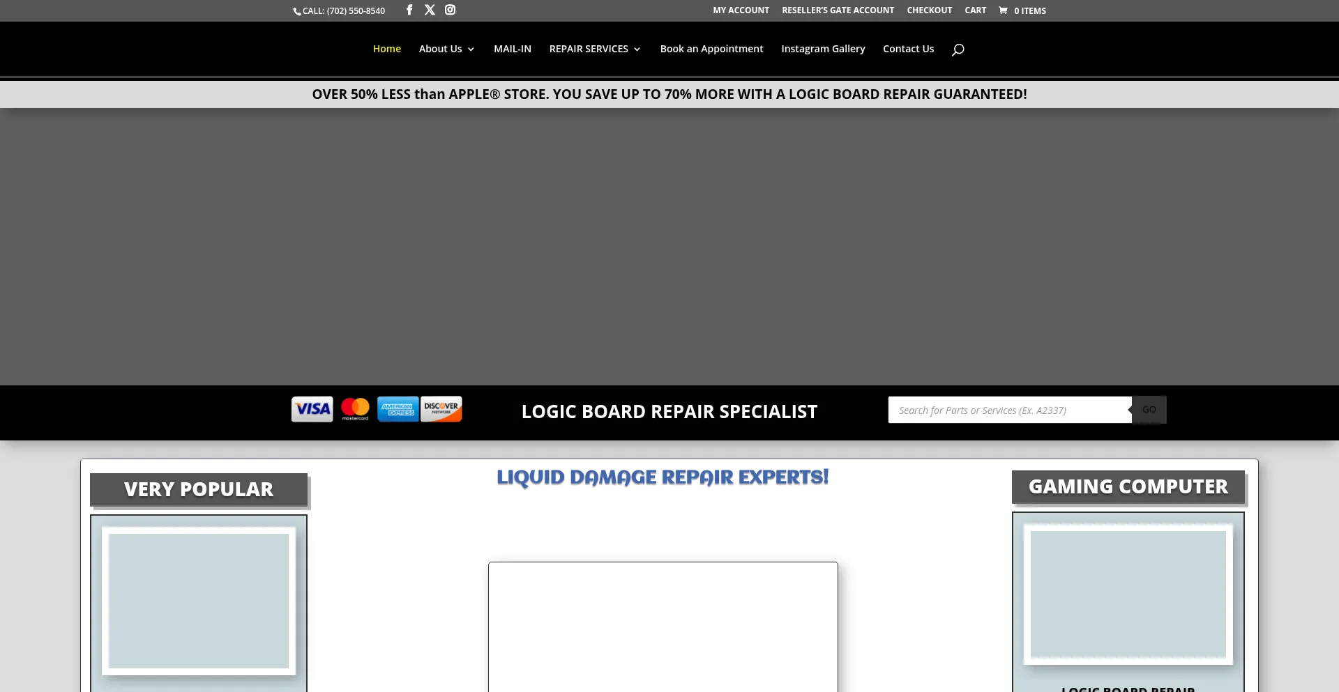 Website screenshot of Macbooklogicboardfix.com