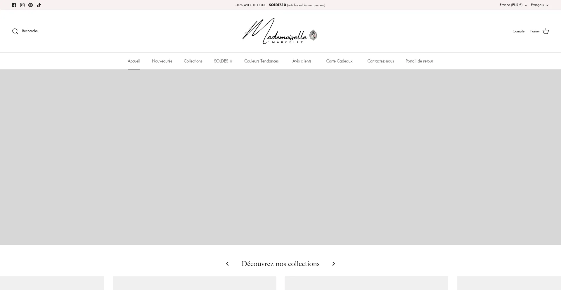 Website screenshot of Mademoisellemarcelle.com