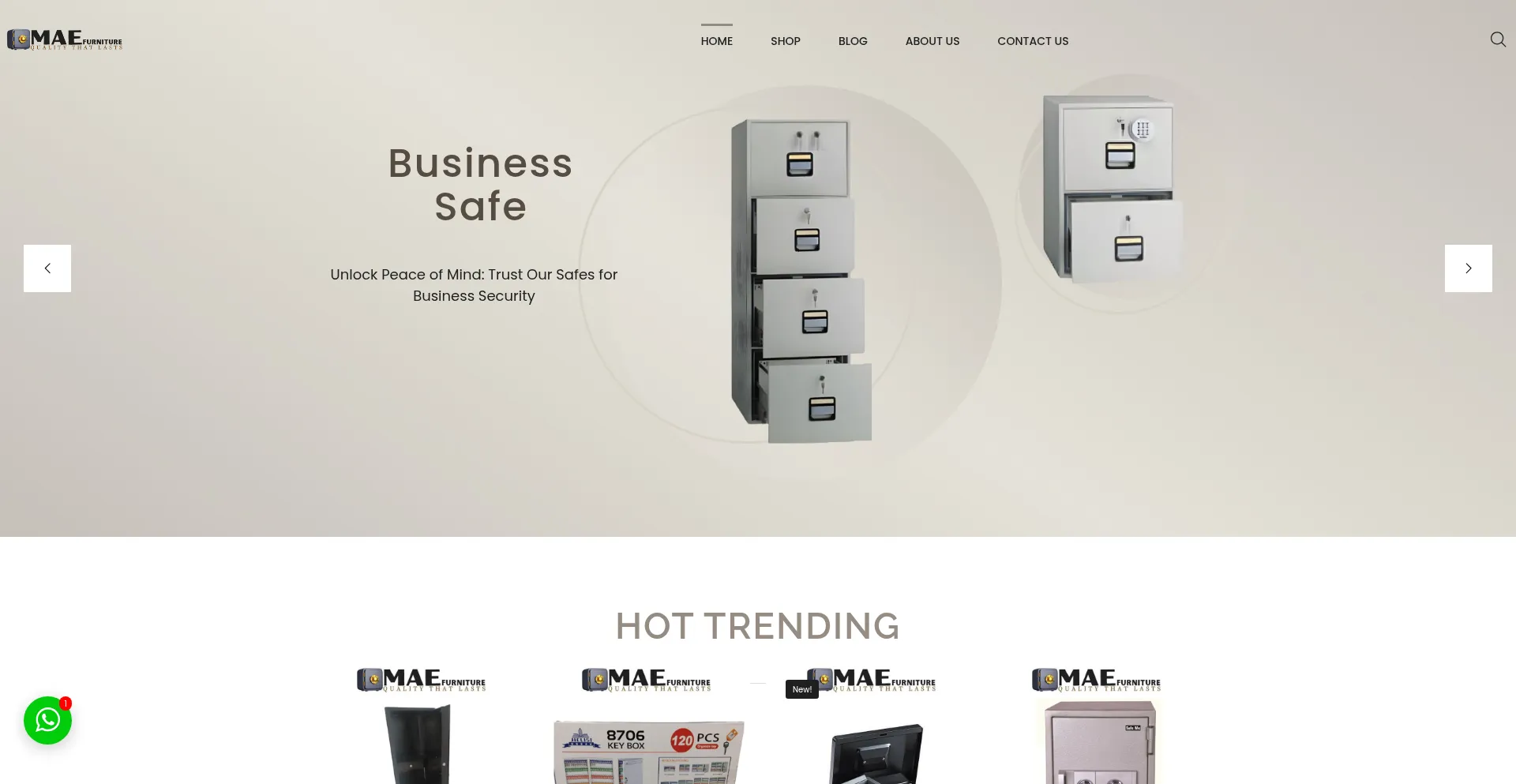 Website screenshot of Maefurniture.com