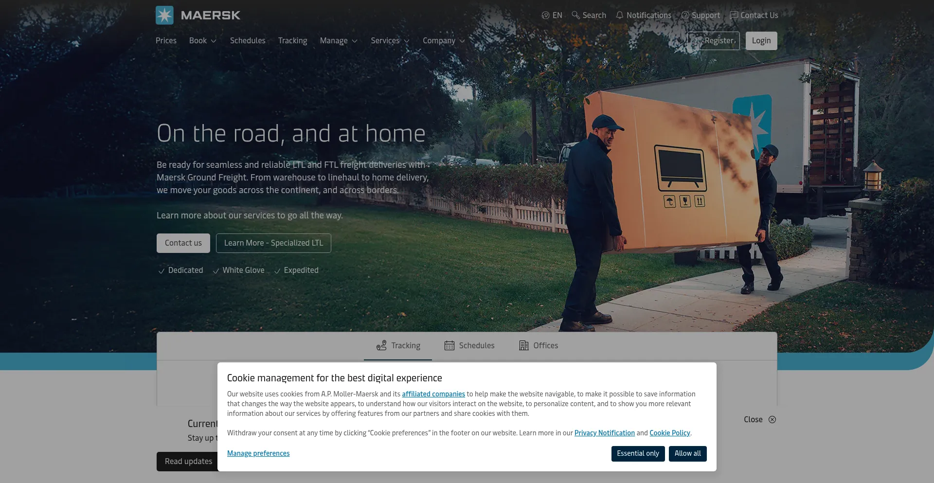 Website screenshot of Maersk.com
