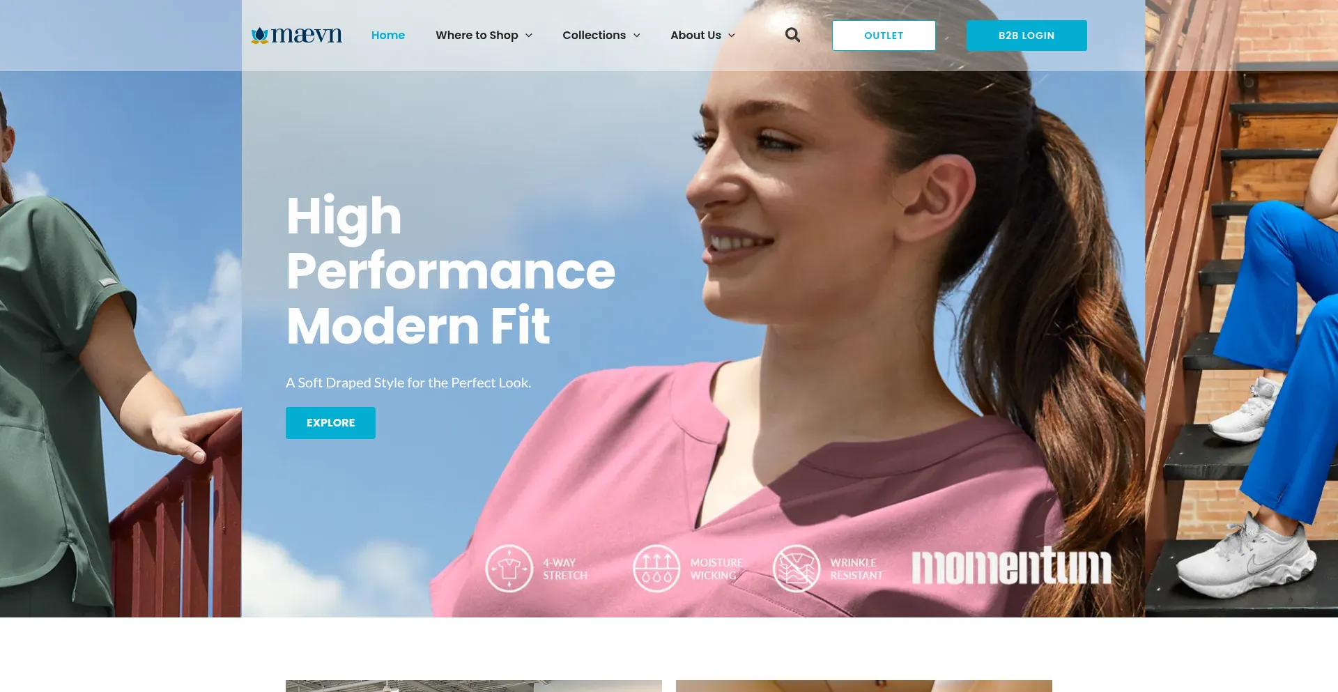 Website screenshot of Maevnuniforms.com