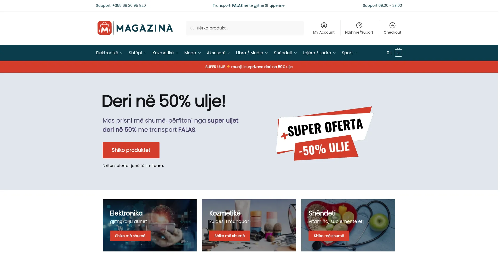 Website screenshot of Magazina.al