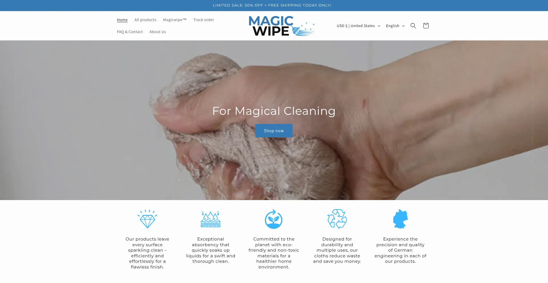 Website screenshot of Magic-wipe.com