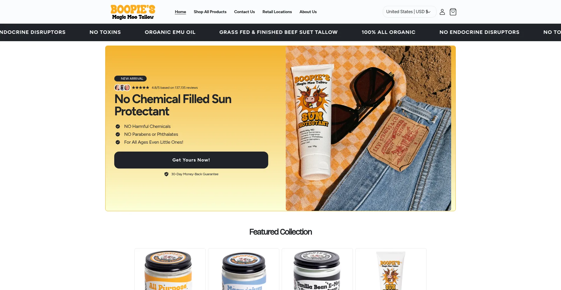 Website screenshot of Magicmootallow.com