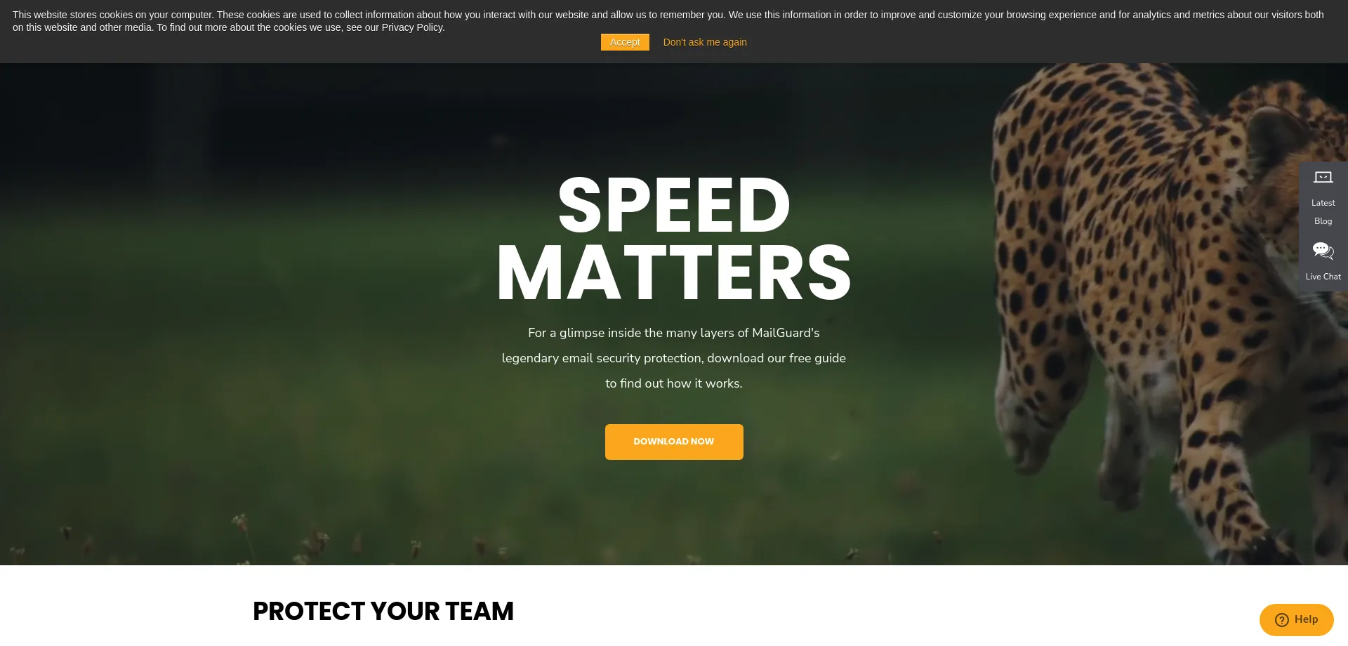 Website screenshot of Mailguard.com.au