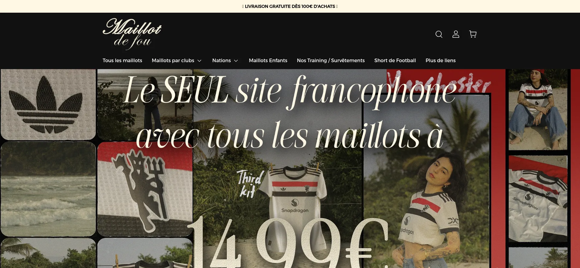 Website screenshot of Maillotdefou.com