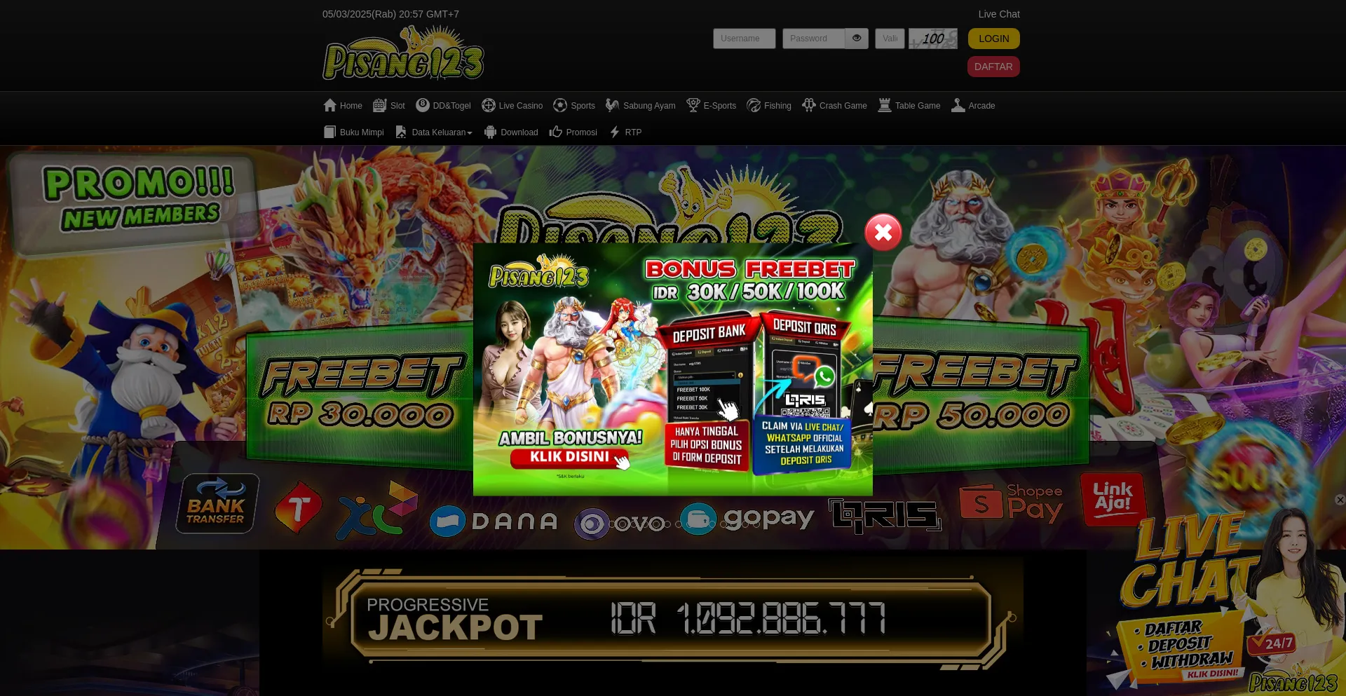 Website screenshot of Mainpisang.pro