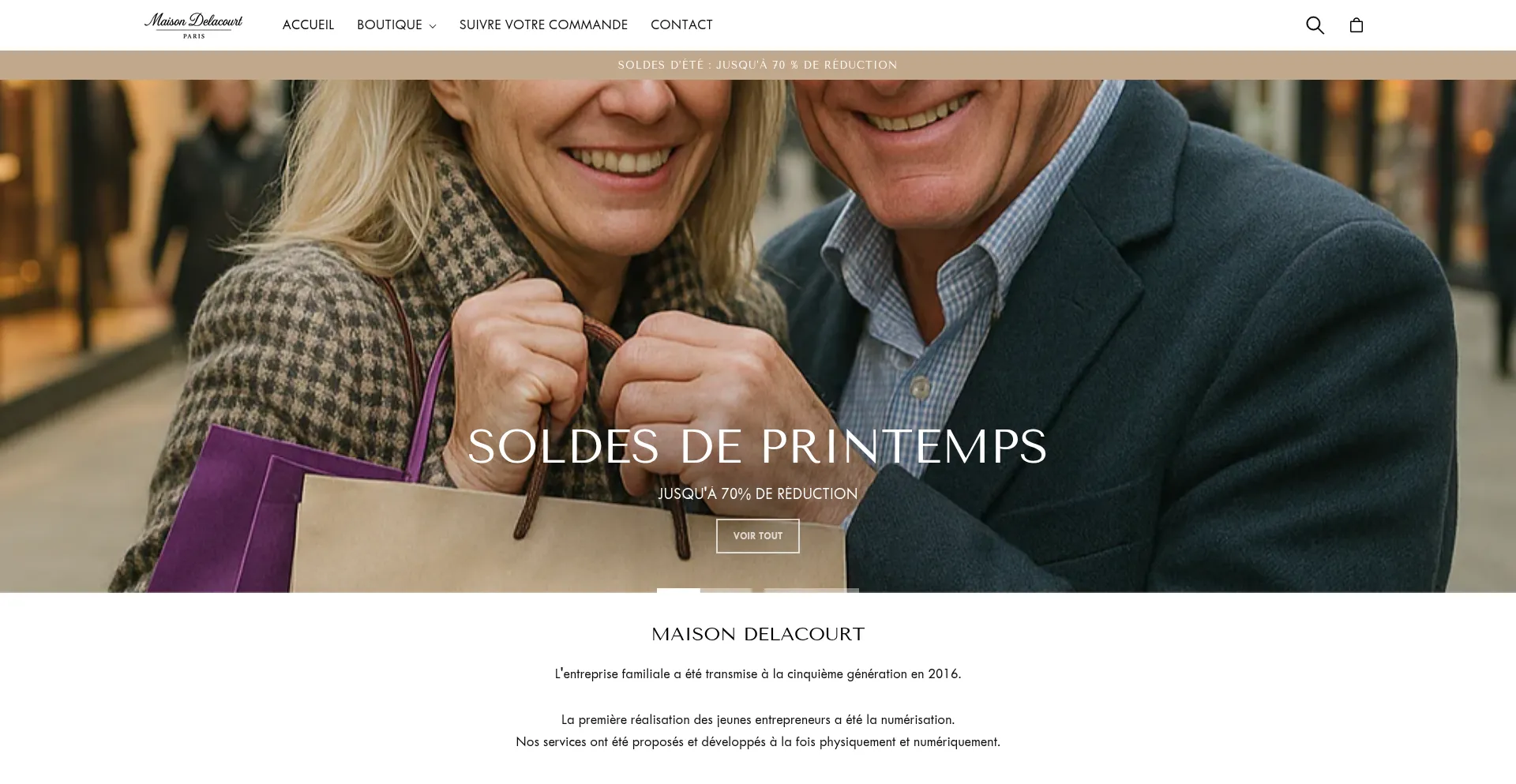 Website screenshot of Maison-delacourt.fr