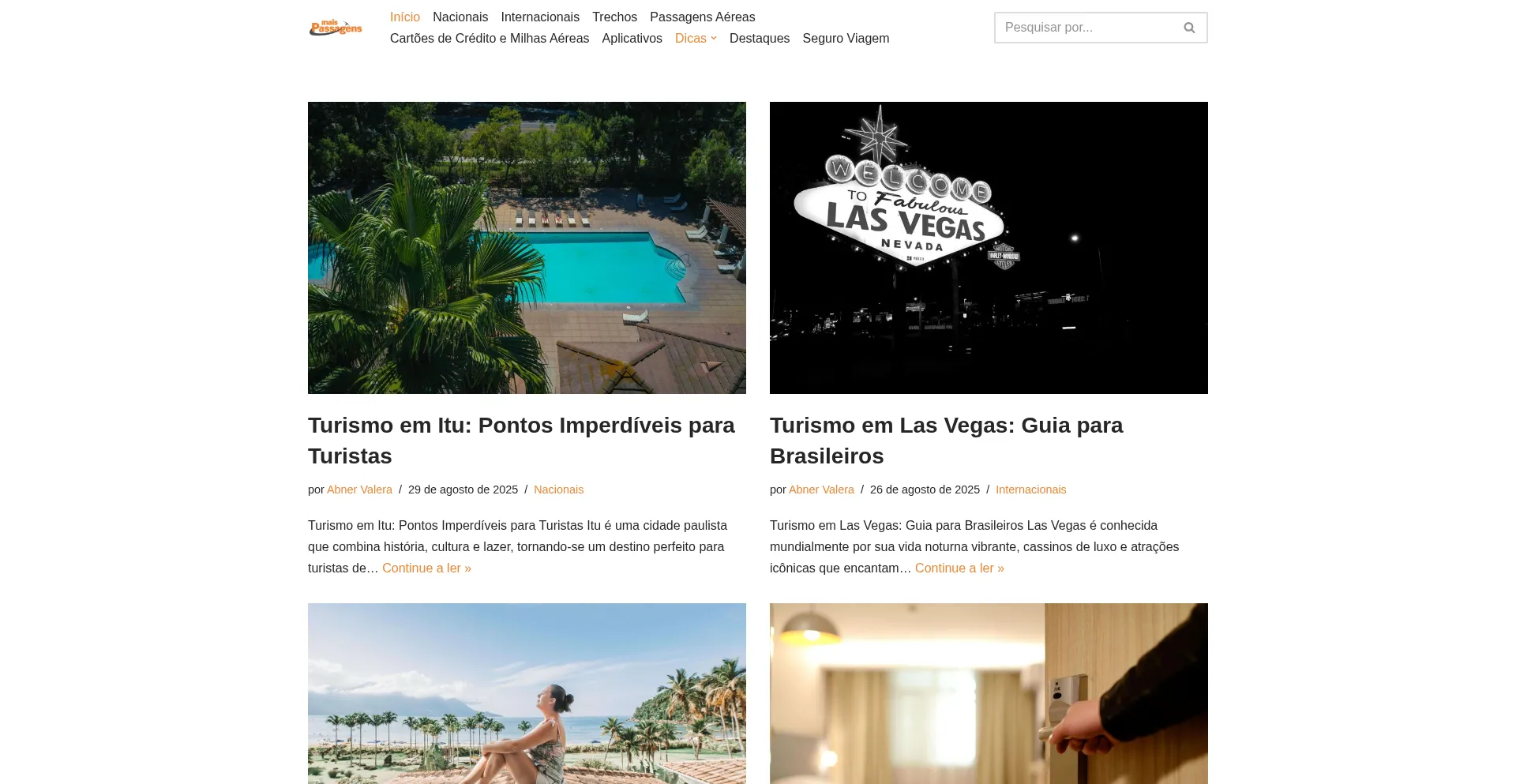Website screenshot of Maispassagens.com.br